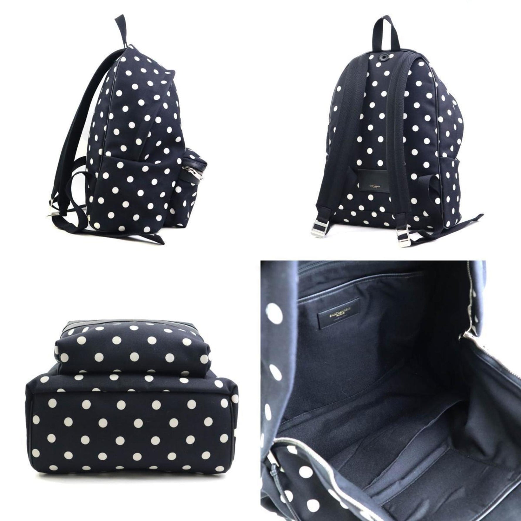Saint Laurent Backpack Nylon Black x White Men's