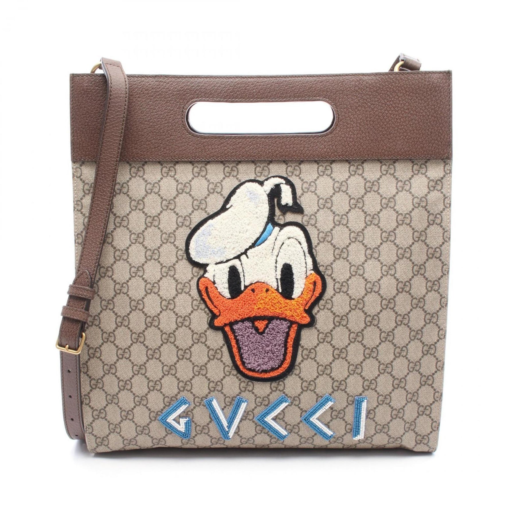 Gucci x Disney GG Supreme Neo Vintage Tote Bag, PVC-Coated Canvas and Leather, Beige/Brown