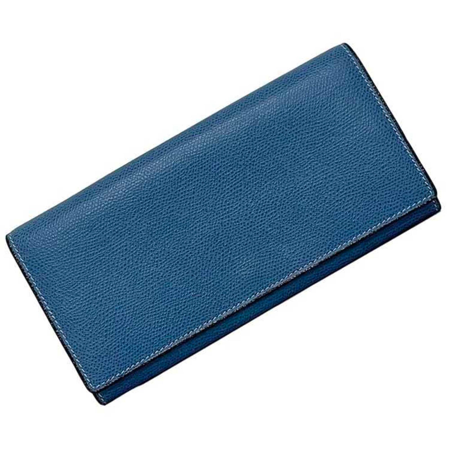 Valextra Bi-fold Long Wallet ec-23123 Blue Leather I 00 Folding Flap Genuine Grain Women's