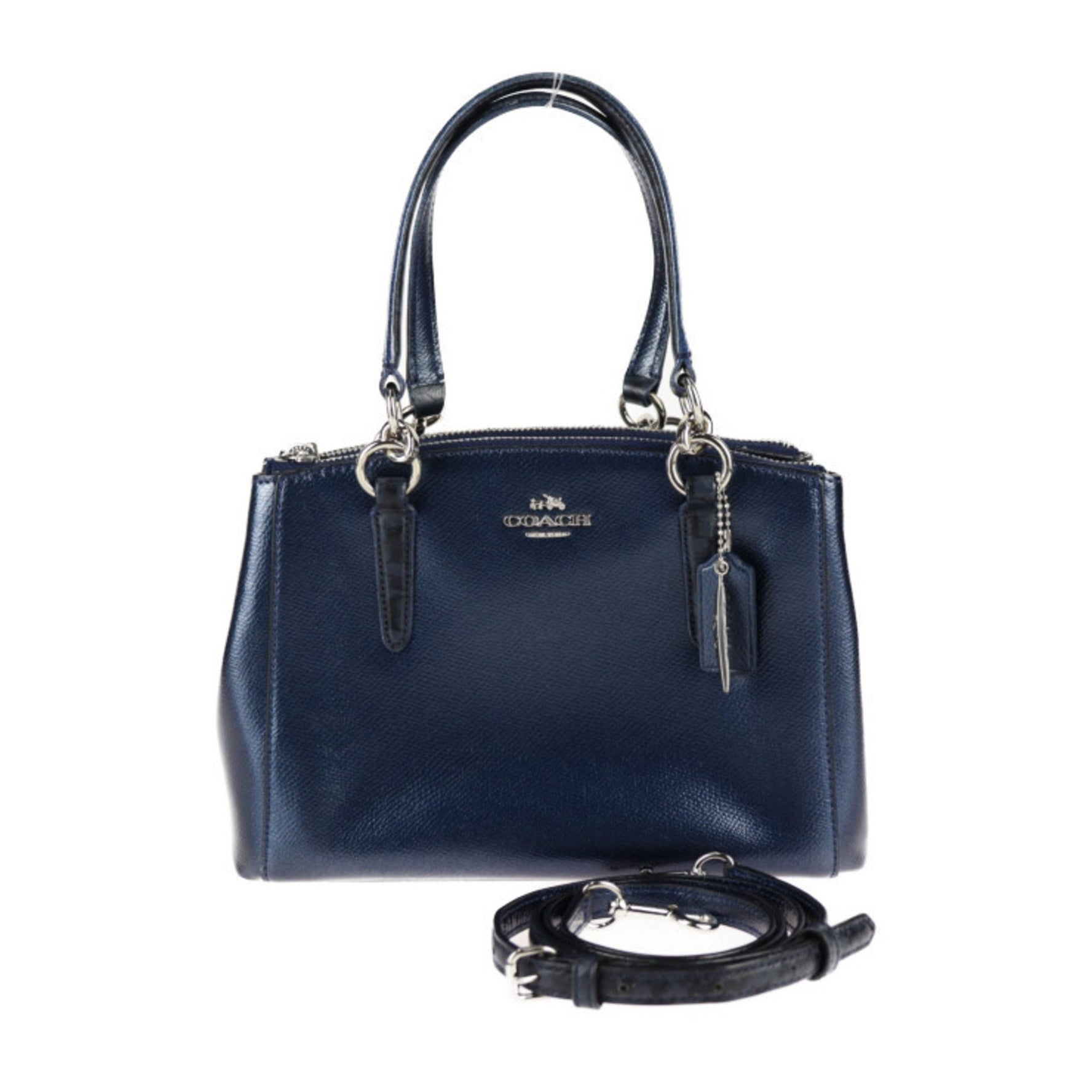 COACH Christy handbag leather metallic blue shoulder bag