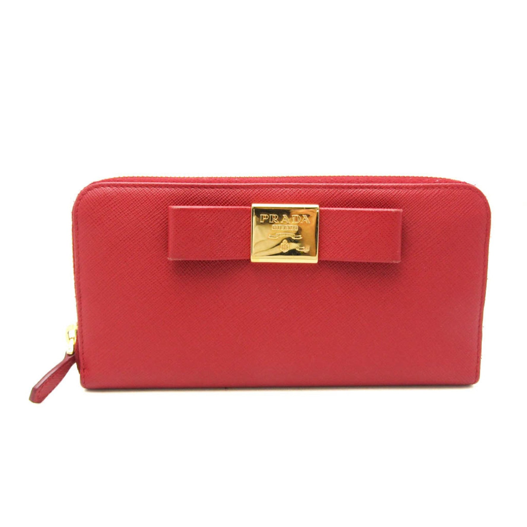 Prada Saffiano SAFFIANO FIOCCO 1ML506 Women's Leather Long Wallet (bi-fold) Red Color