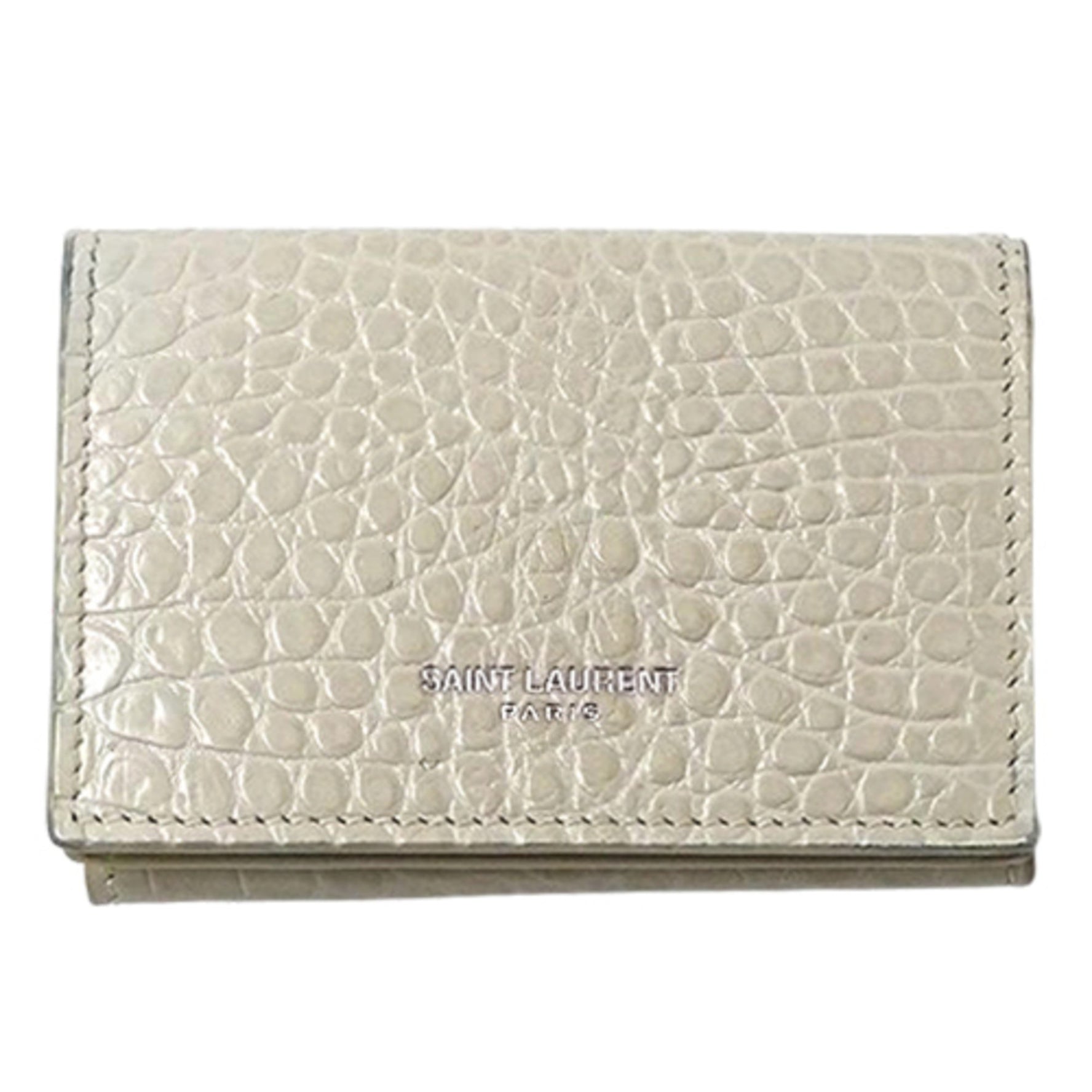 Saint Laurent Tri-fold Wallet in Crocodile Embossed Leather, Mini