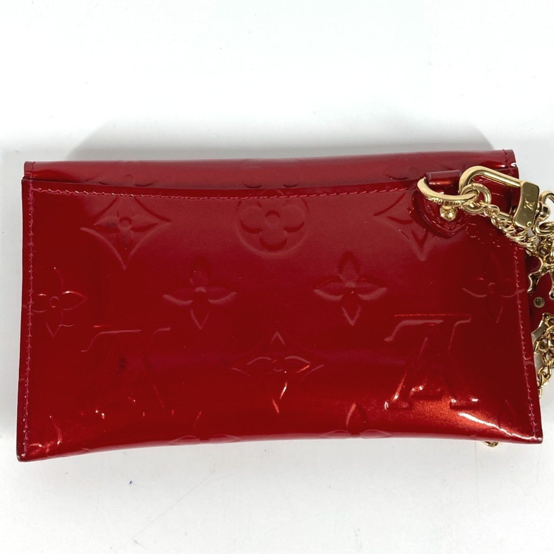 Louis Vuitton Monogram Vernis Envelope Platt Wallet Coin Purse Key Ring Business Card Holder/Card Case Wallet/Coin Canvas Pomme d'Amour Red