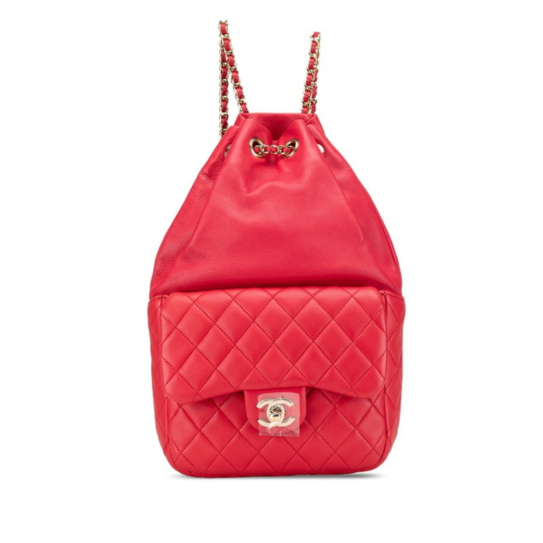CHANEL Coco Mark Matelasse Backpack Red Lambskin