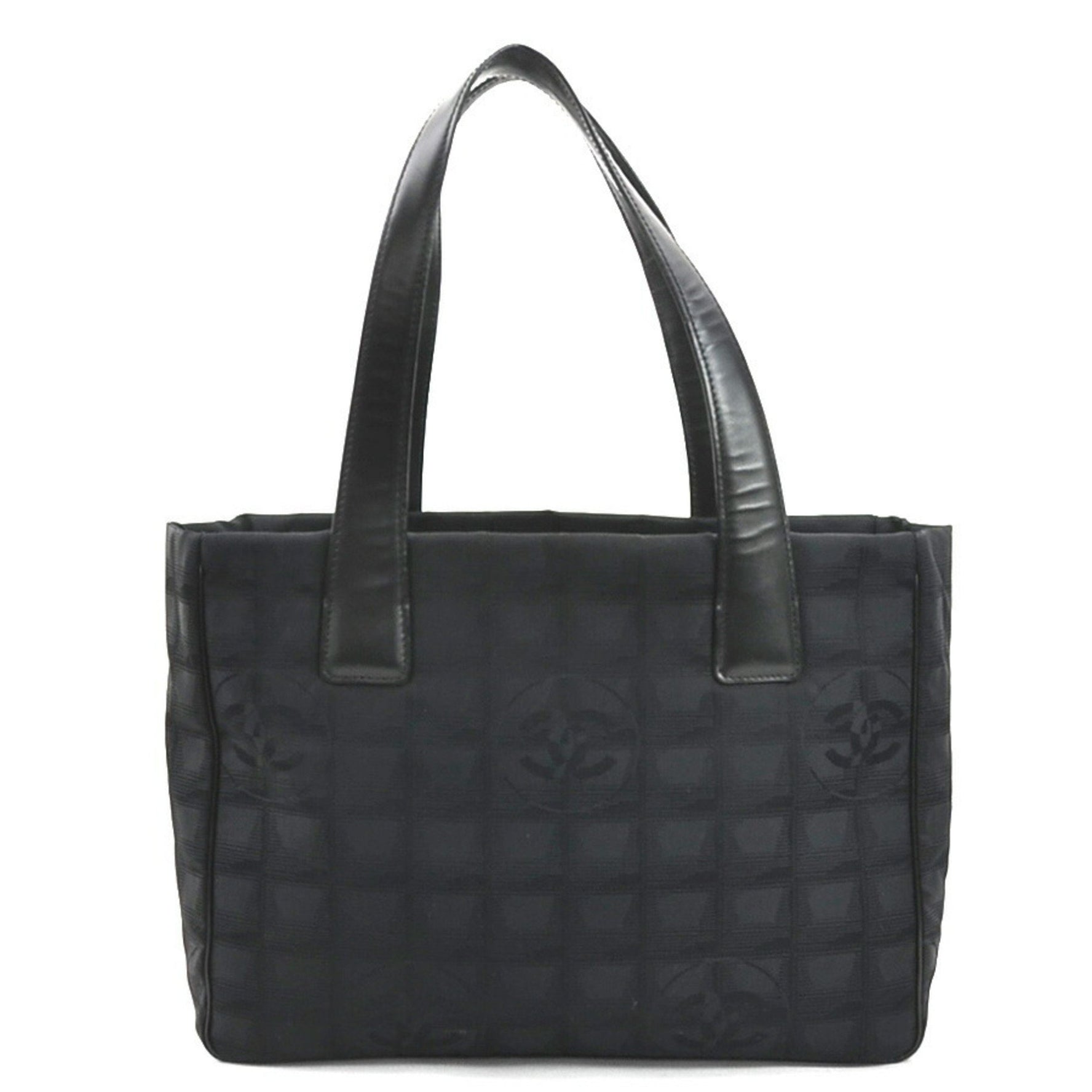 CHANEL Shoulder Bag Tote New Travel Line Nylon Jacquard Leather