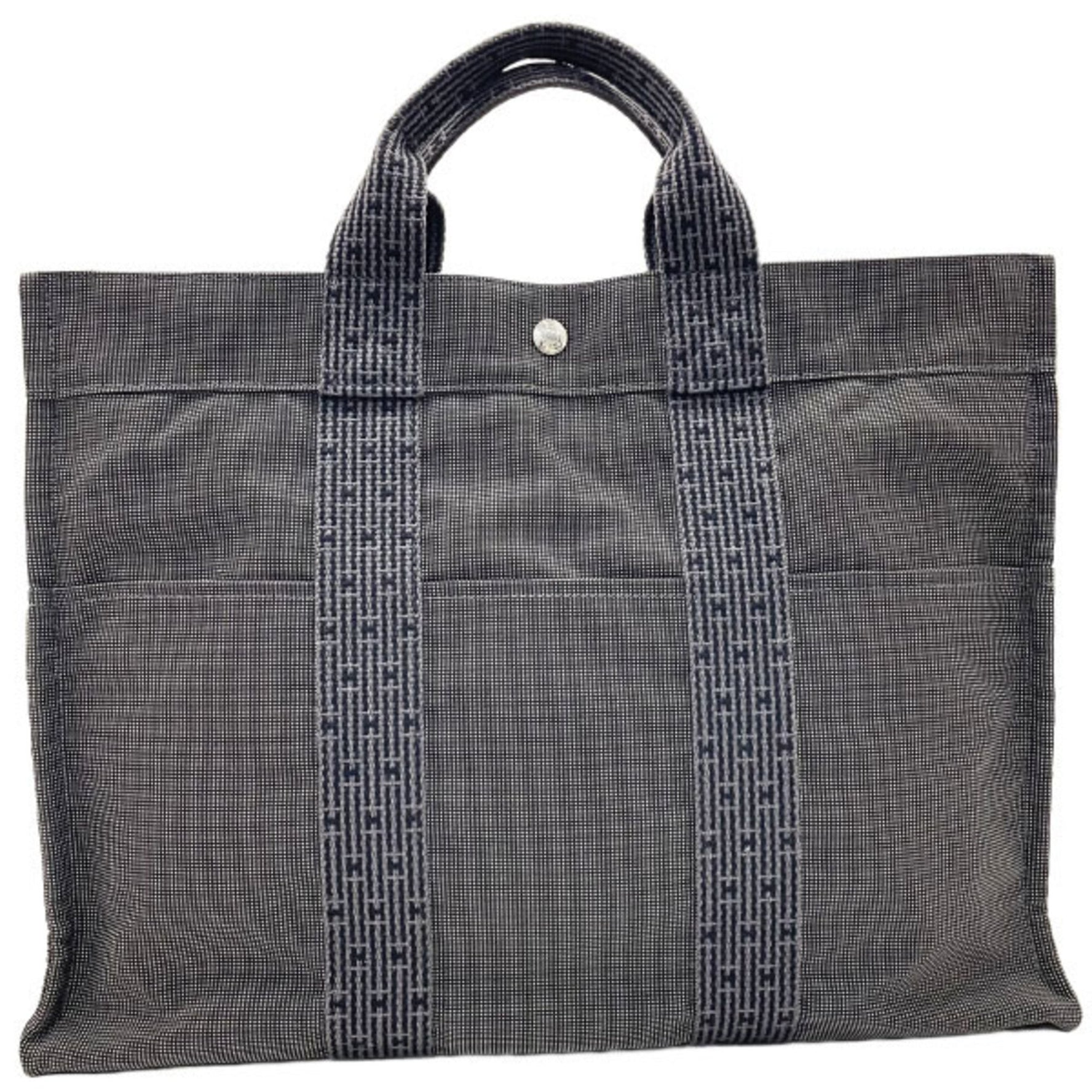 Hermes Tote Bag Air Line MM Nylon Canvas Grey Men's Unisex