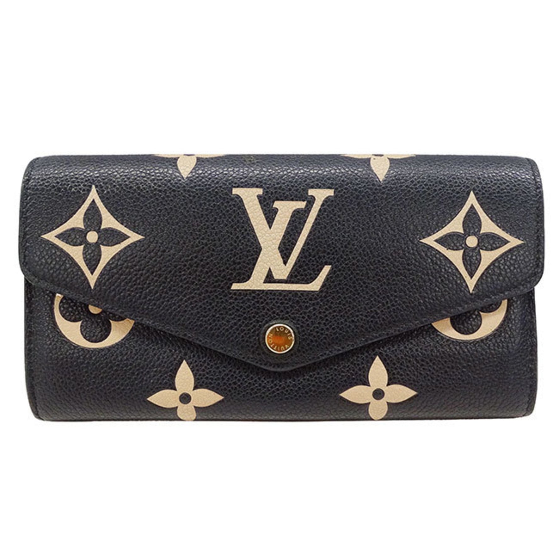 Louis Vuitton Wallet Long Monogram Empreinte Portefeuille Sarah Black Beige Bicolor