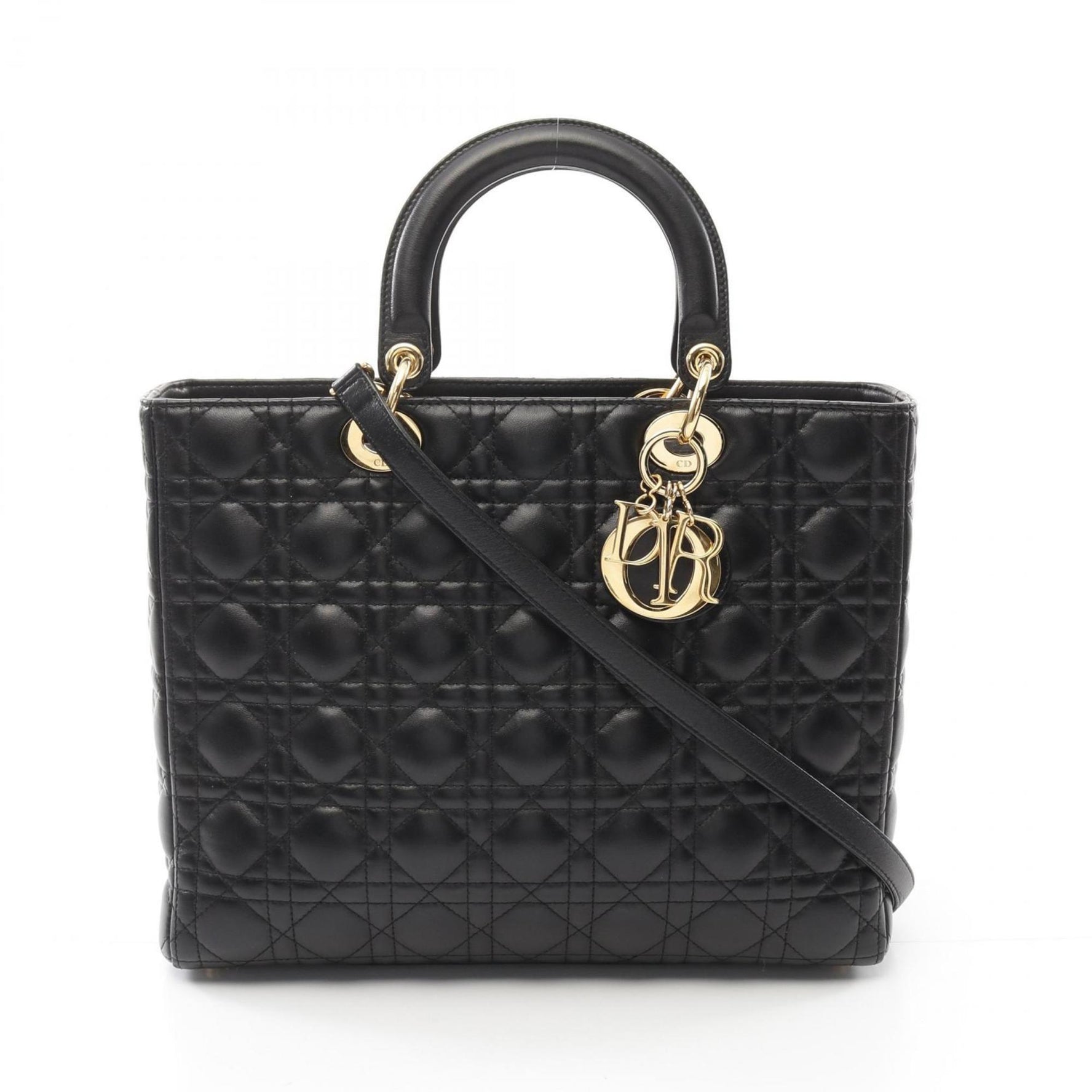 Christian Dior Dior Lady Large Cannage Handbag Leather