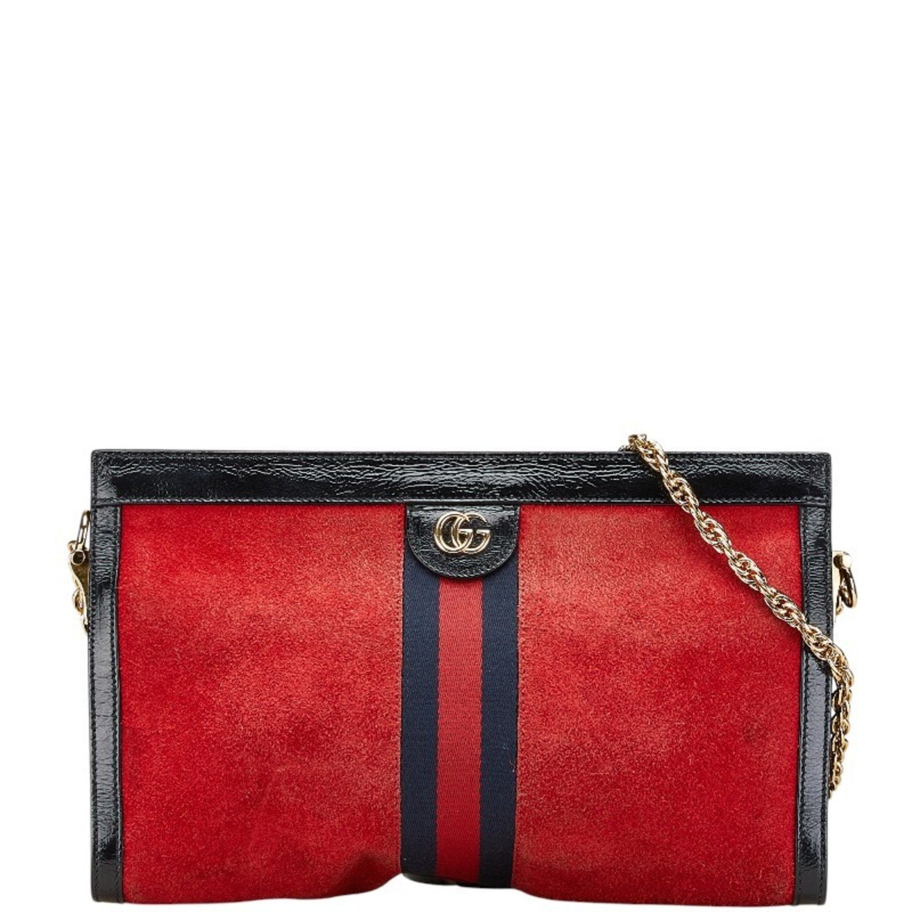 Gucci Ophidia Chain Shoulder Bag Red Black Navy Leather Suede