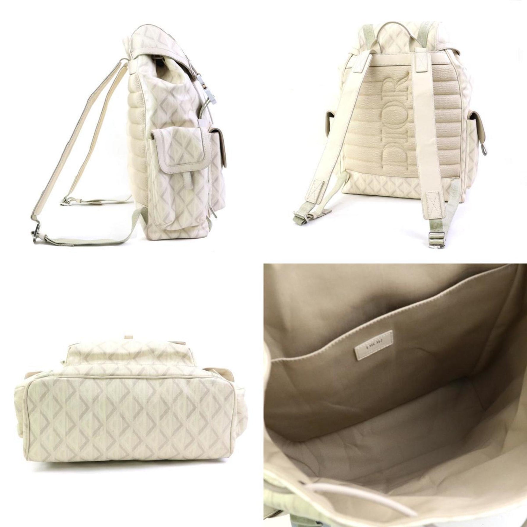 Christian Dior Backpack HIT THE ROAD Coated Canvas Leather Light Beige