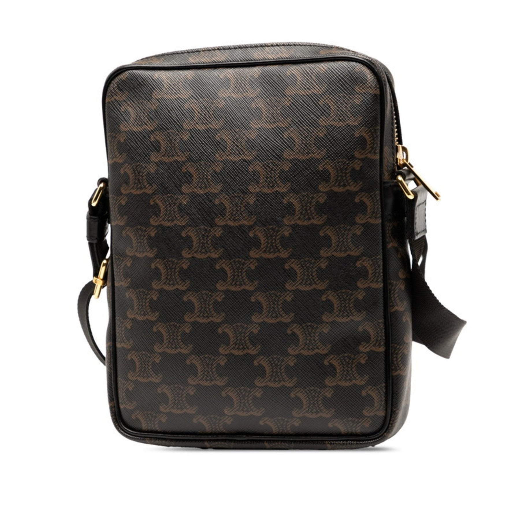 Celine Triomphe Crossbody Shoulder Bag in Brown and Black Leather