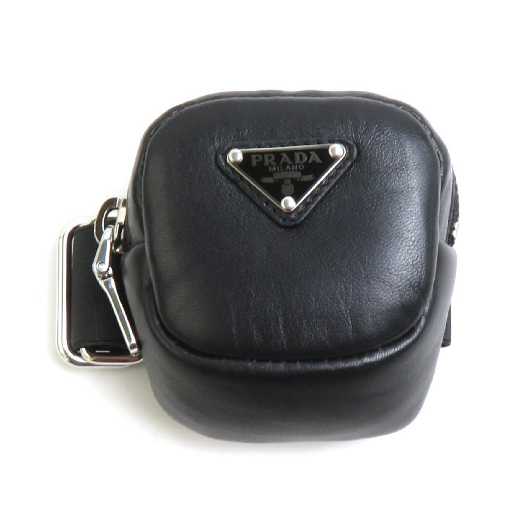 PRADA pouch arm leather rubber silver ladies