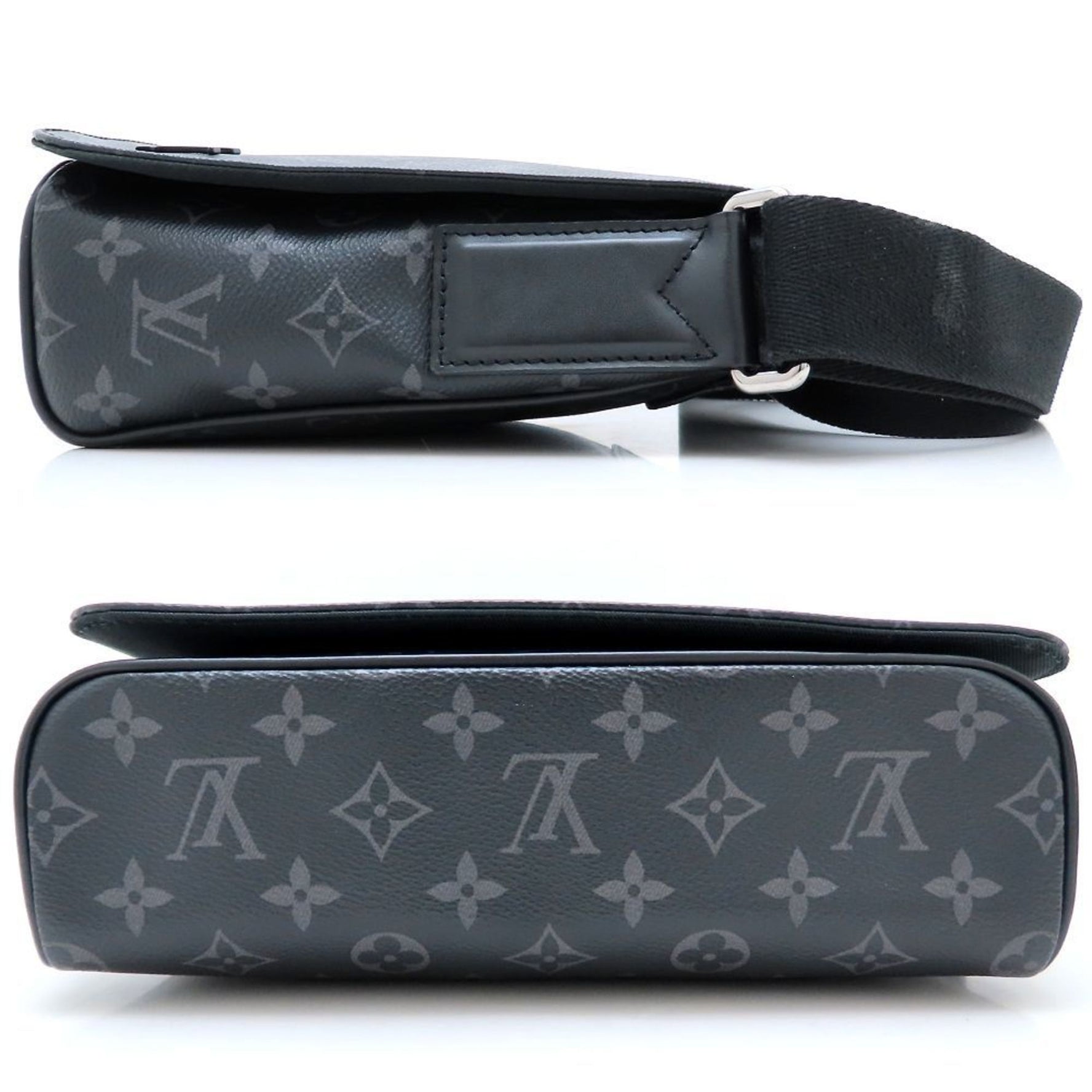 LOUIS VUITTON Monogram Eclipse District PM Shoulder Bag Black/Gray
