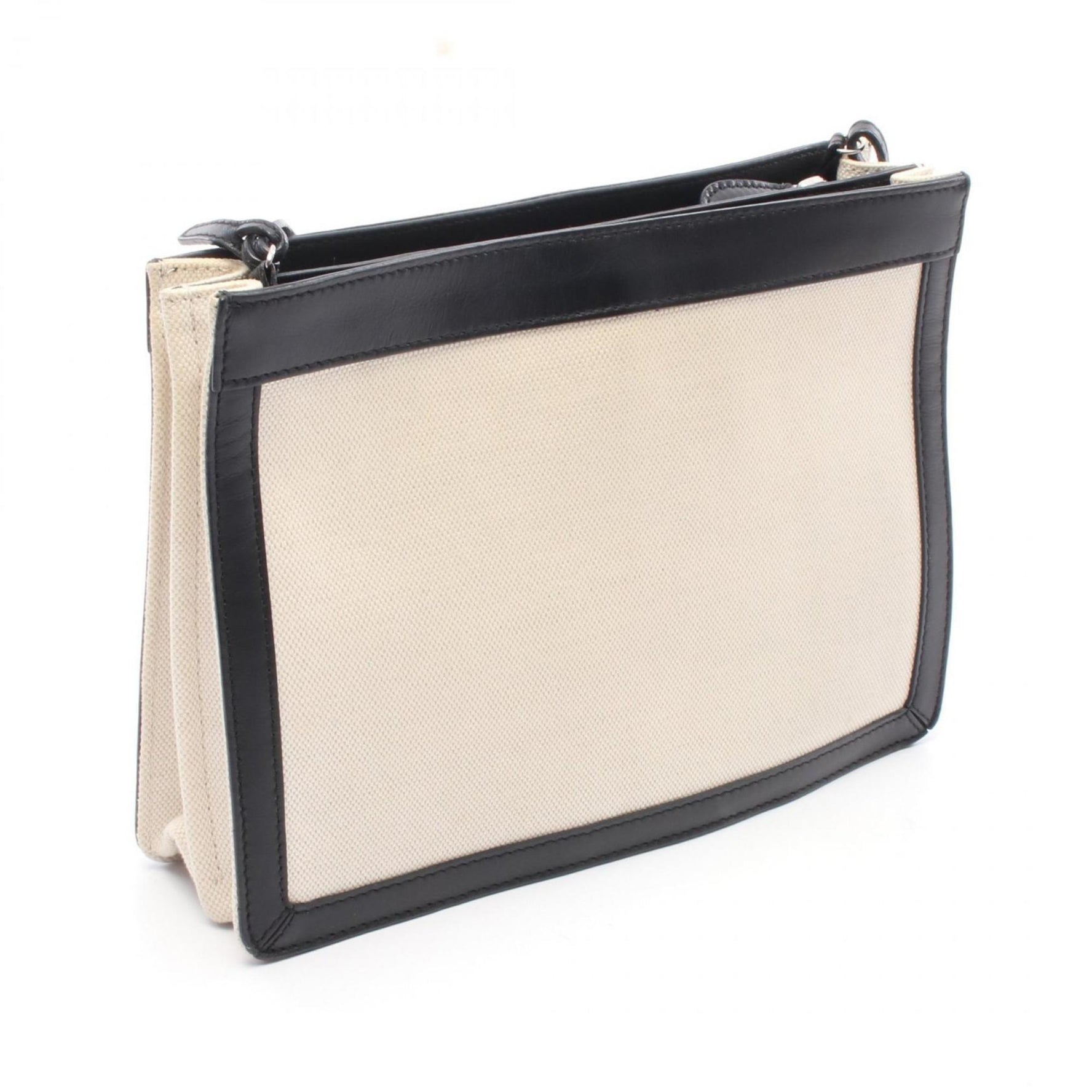 Balenciaga Navy Pochette Shoulder Bag in Canvas and Leather, Ivory/Black