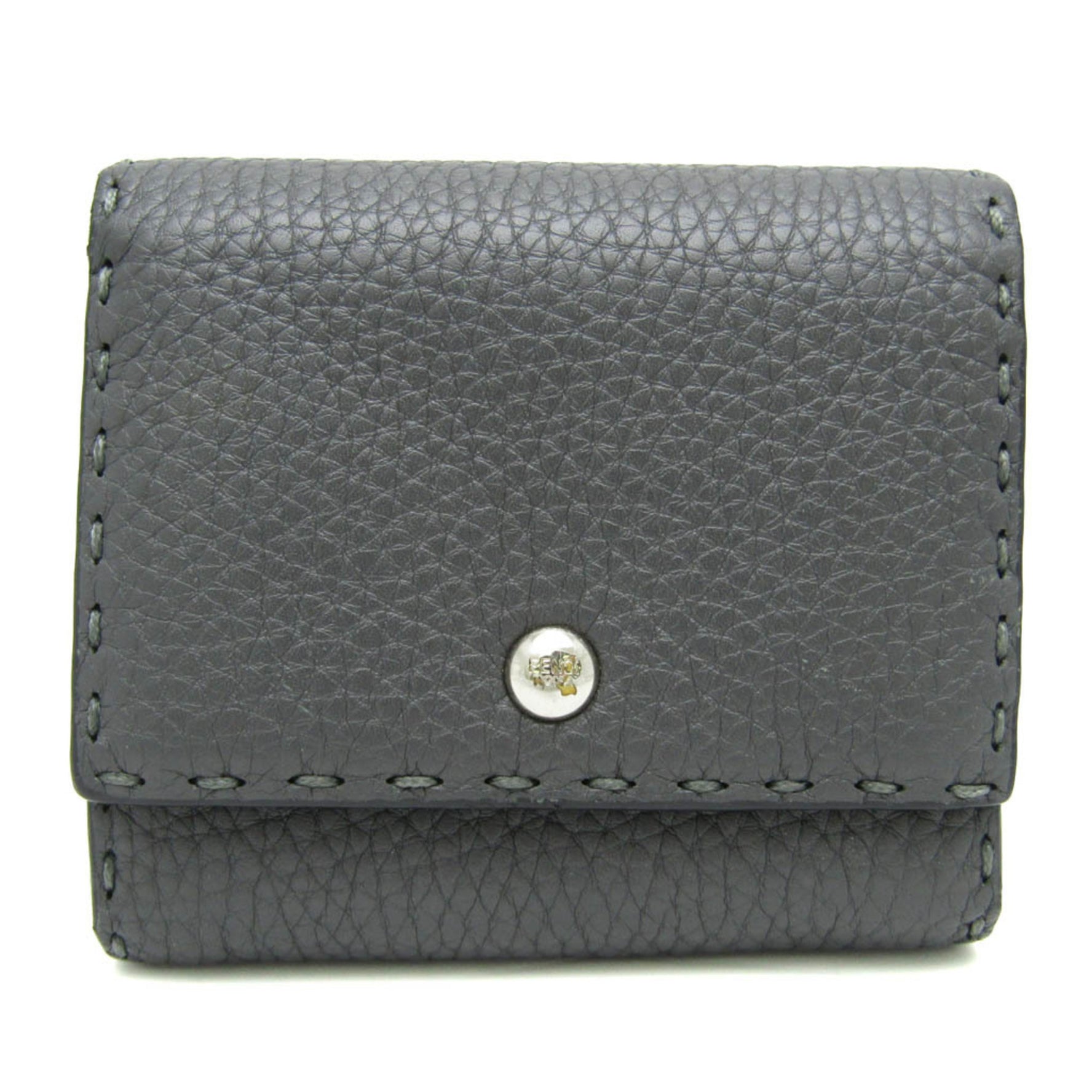 Fendi Selleria Women,Men Leather Wallet (bi-fold) Dark Gray