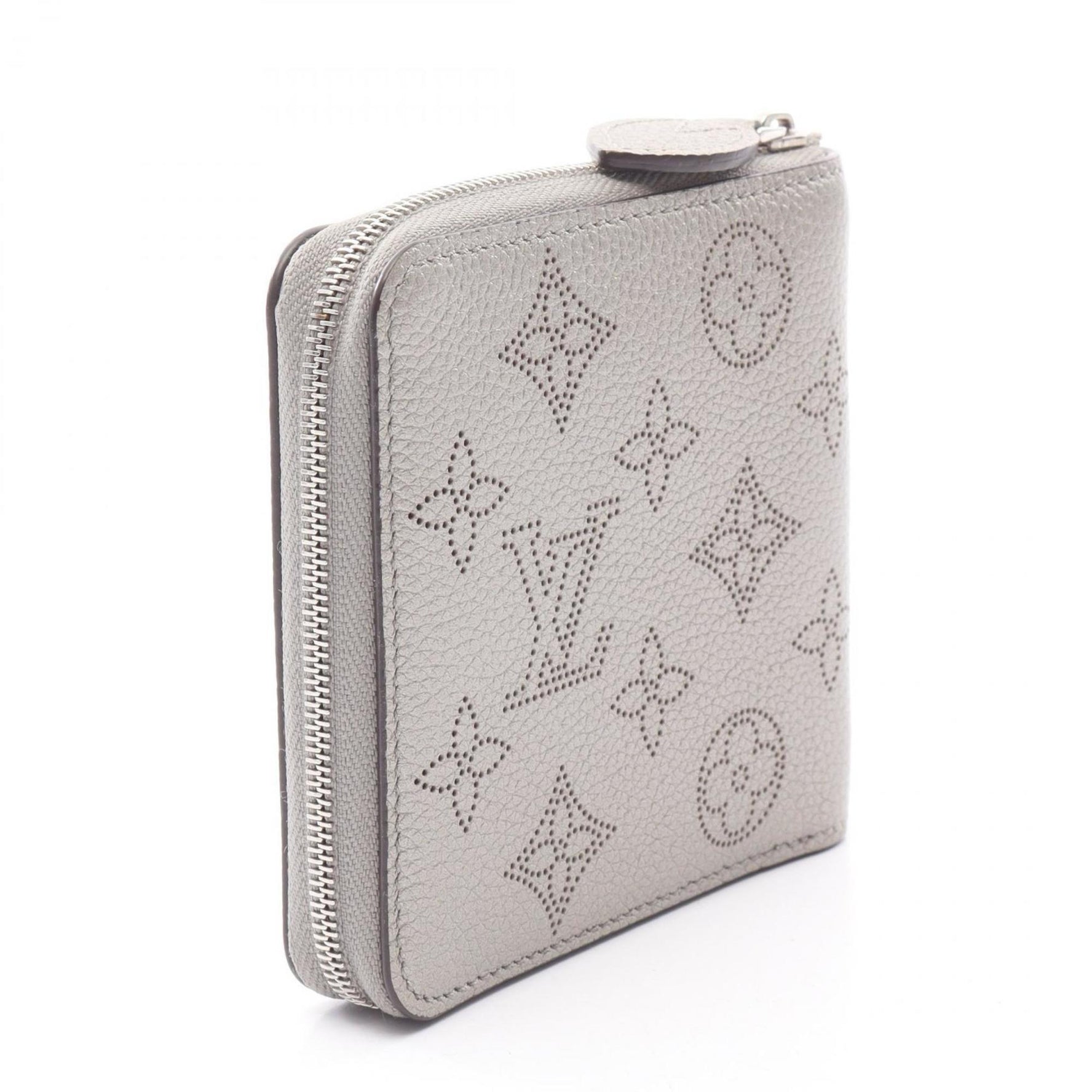 Louis Vuitton Zippy Compact Wallet, Metallic Gray, Round Leather Mahina