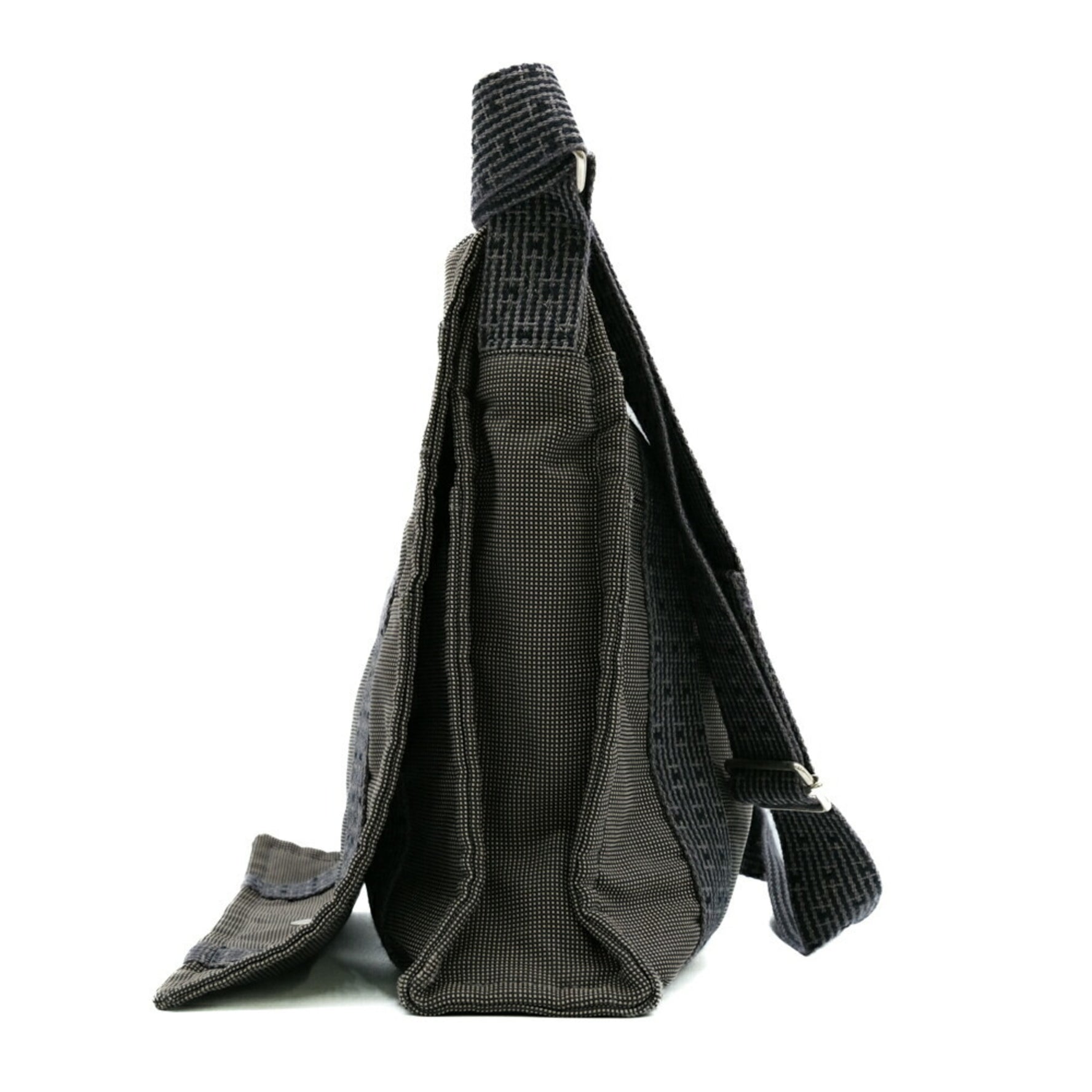 HERMES Air Line Bassus MM Shoulder Bag Nylon Canvas Grey