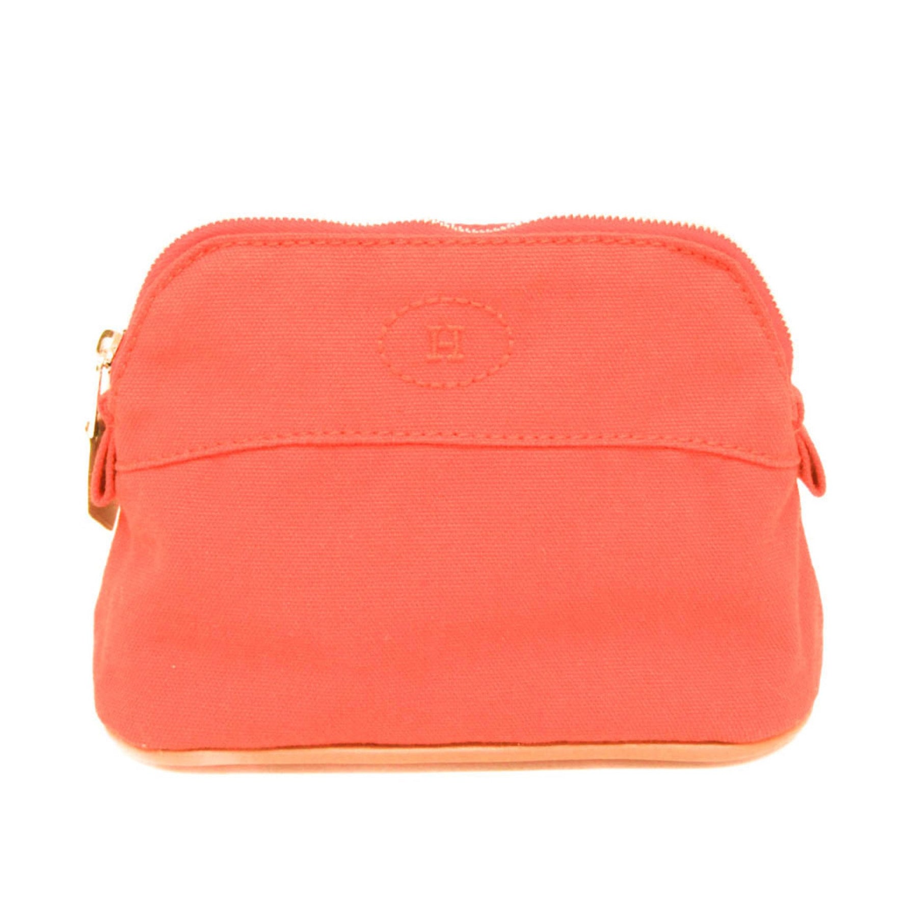 Hermes Bolide Mini Mini Cotton,Leather Pouch Brown,Orange