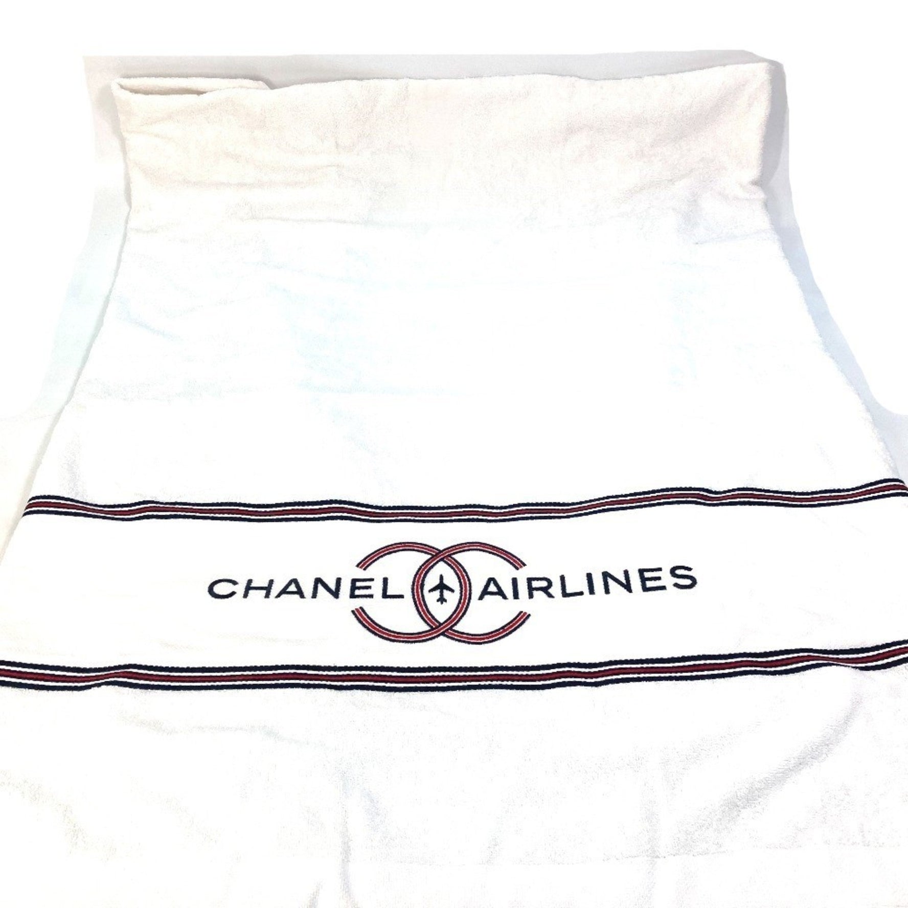 CHANEL CC Coco Mark Airline AIRLINES Beach towel Bath Lap Cotton White