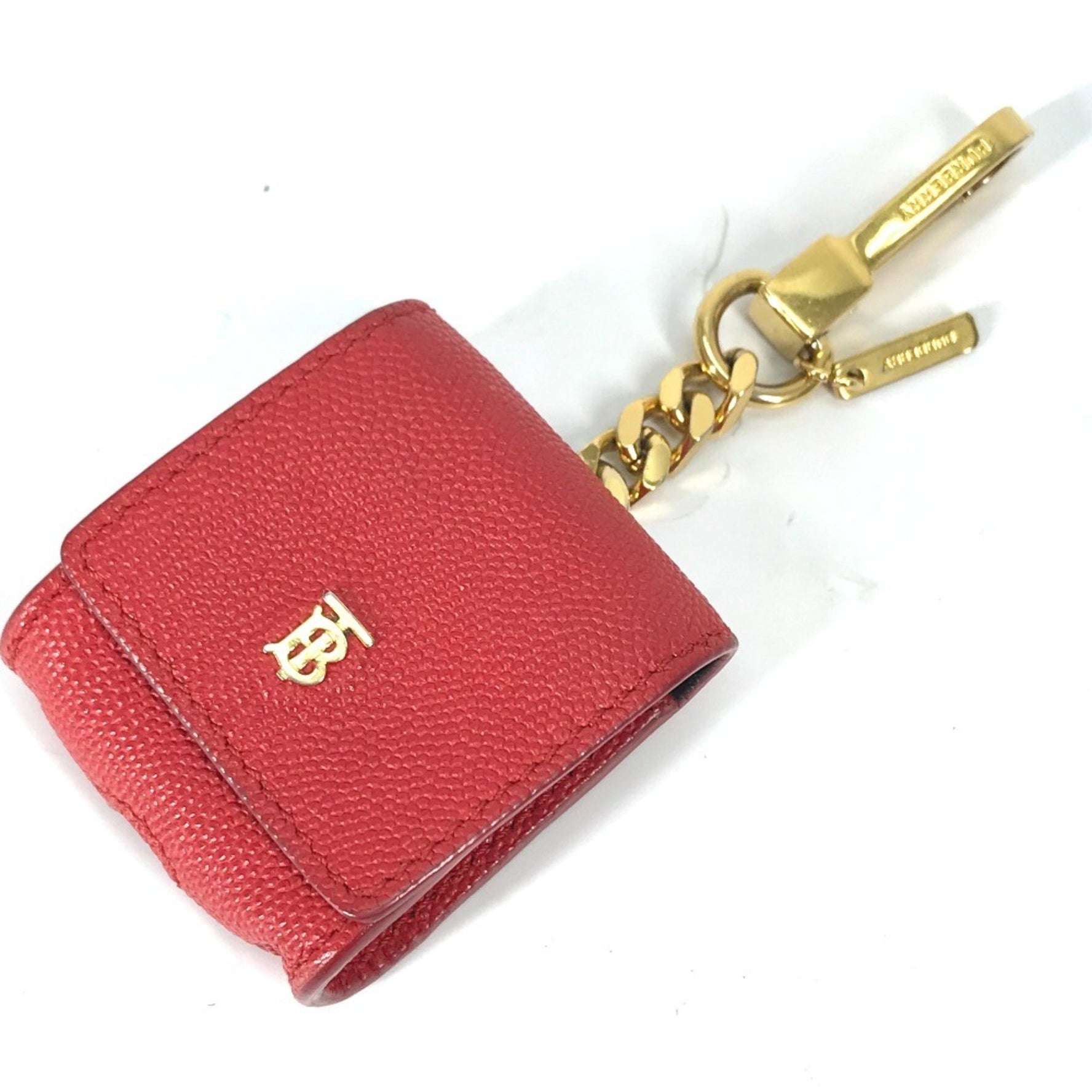 BURBERRY Airpods Apple TB Case Earphones Earphone Leather Red