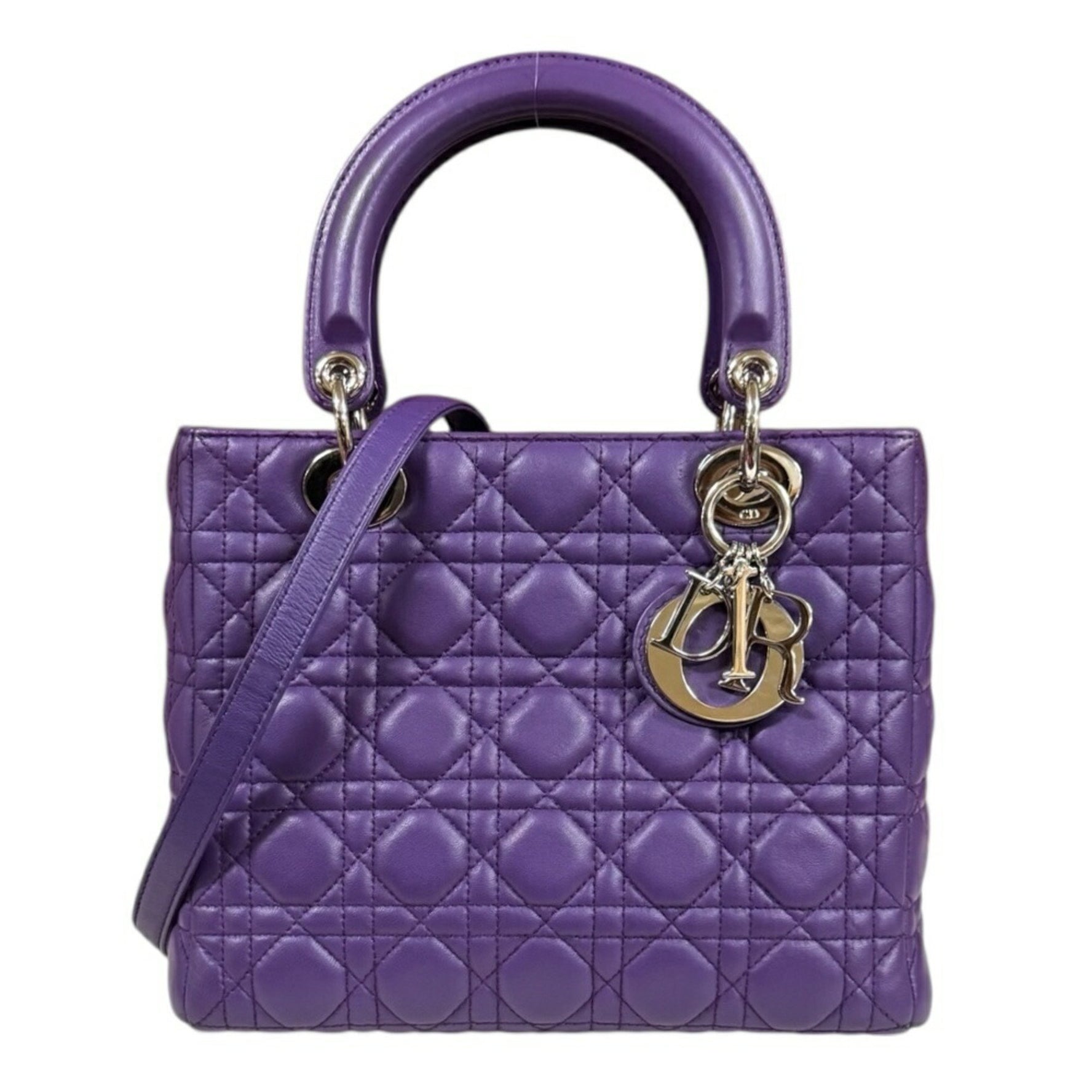 Christian Dior Dior Lady Medium Cannage Shoulder Bag Leather