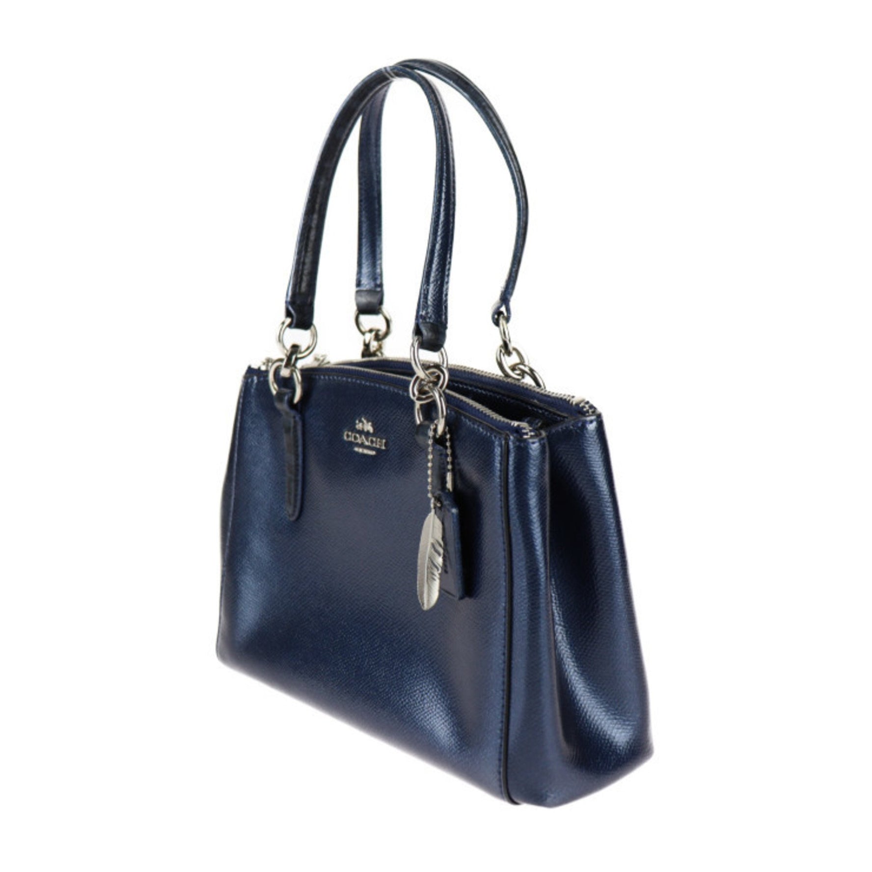 COACH Christy handbag leather metallic blue shoulder bag