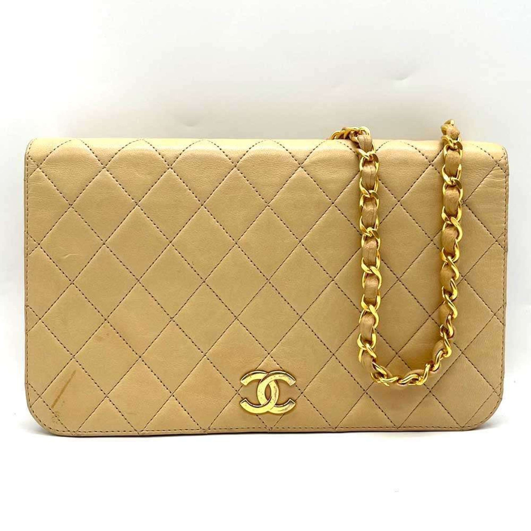 Chanel Matelasse Chain Shoulder Push Lock Bag Lambskin