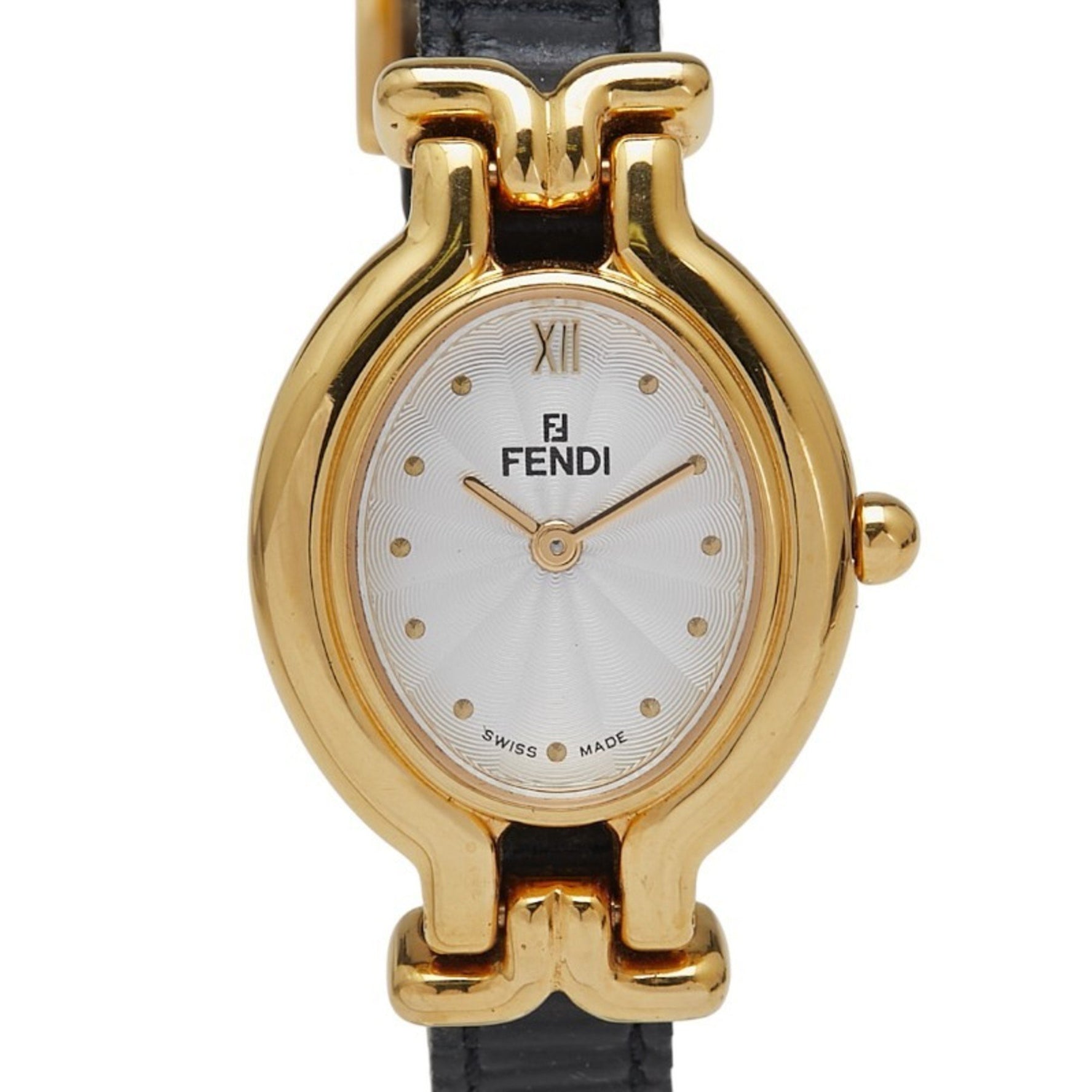 Fendi Chameleon Watch, Quartz Movement, White Dial, Stainless Steel, Leather, 5 Colors Available, Changeable Strap