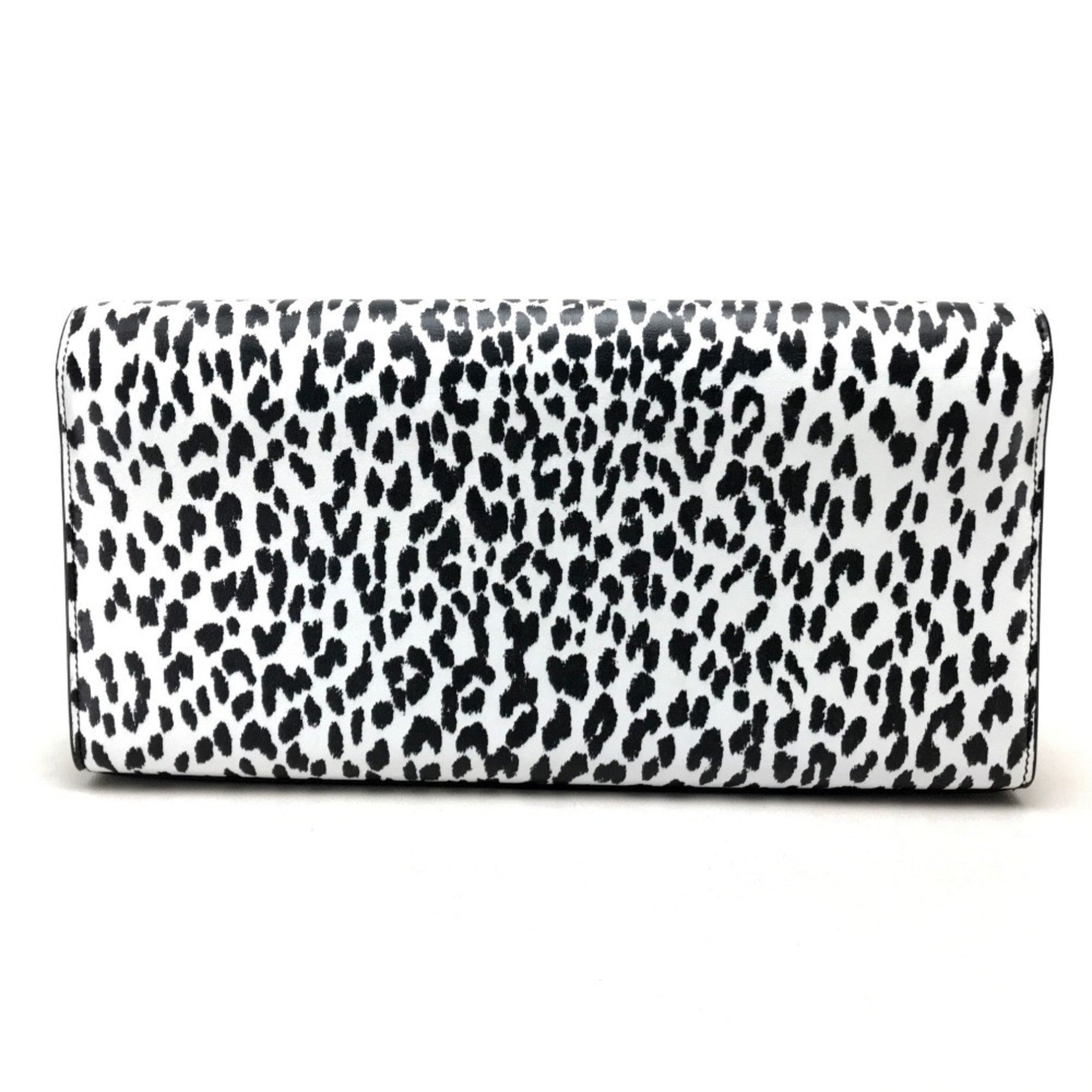 Saint Laurent Paris Cassandra Leopard Bag Clutch Calf Leather White Black