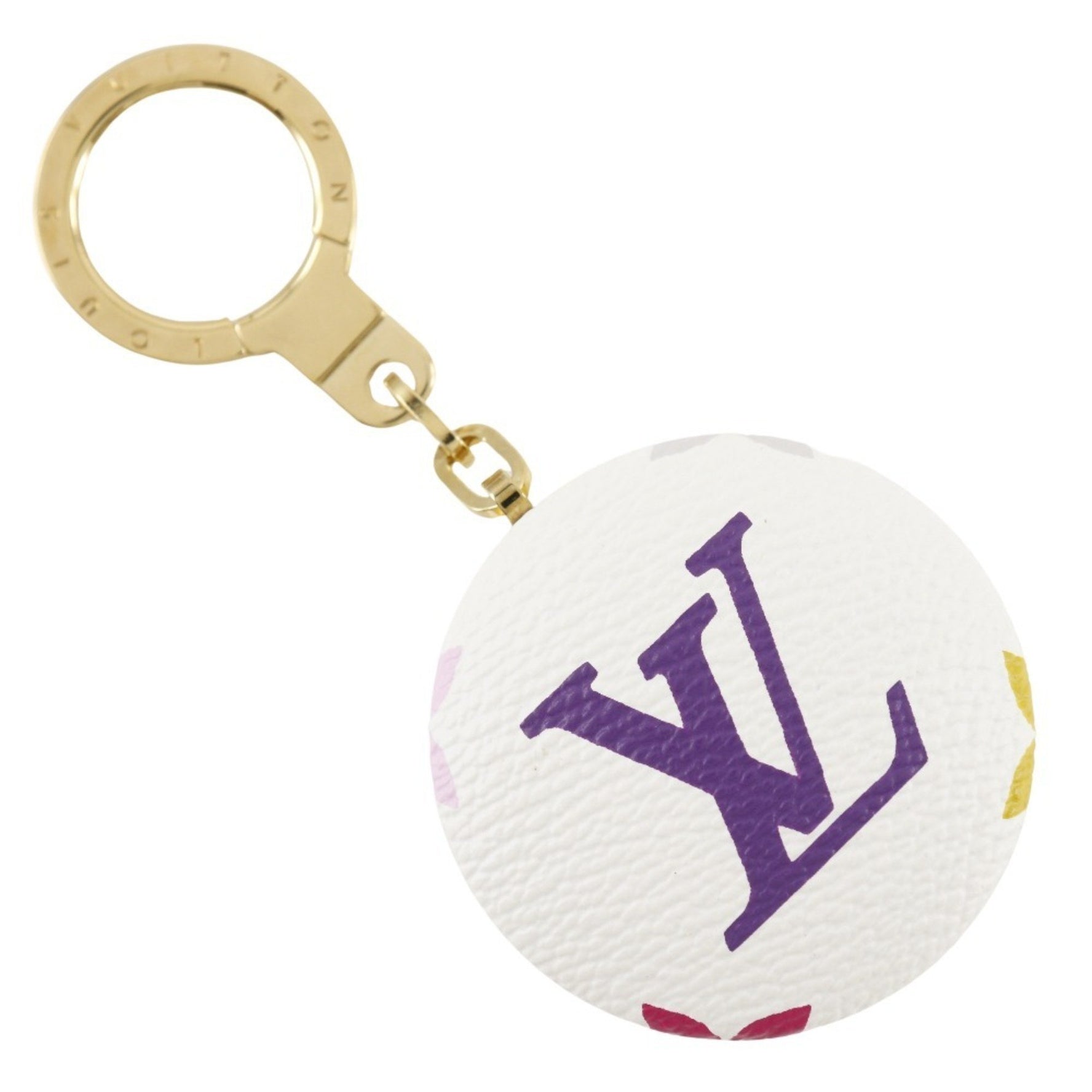 Louis Vuitton Astropill Charm Keychain with Light Monogram Multicolor x Gold Plated Bron White