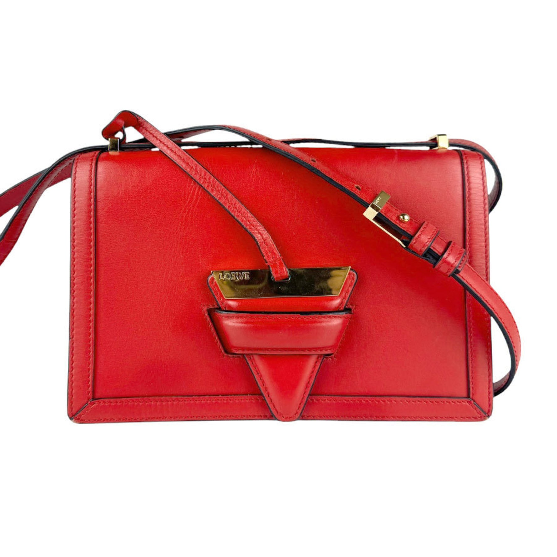 LOEWE shoulder bag Barcelona leather red gold ladies