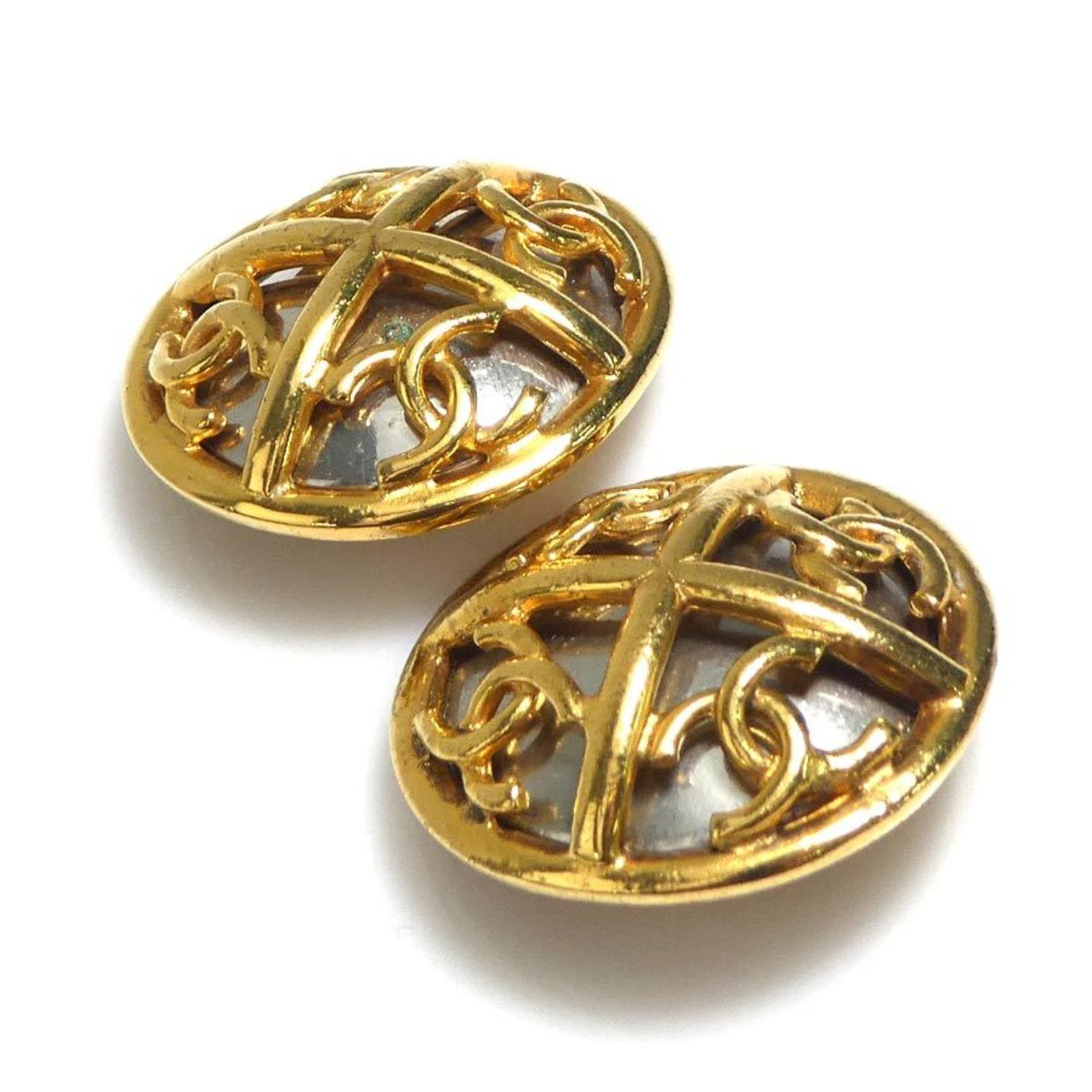 CHANEL Earrings Coco Mark Metal Gold/Silver Ladies