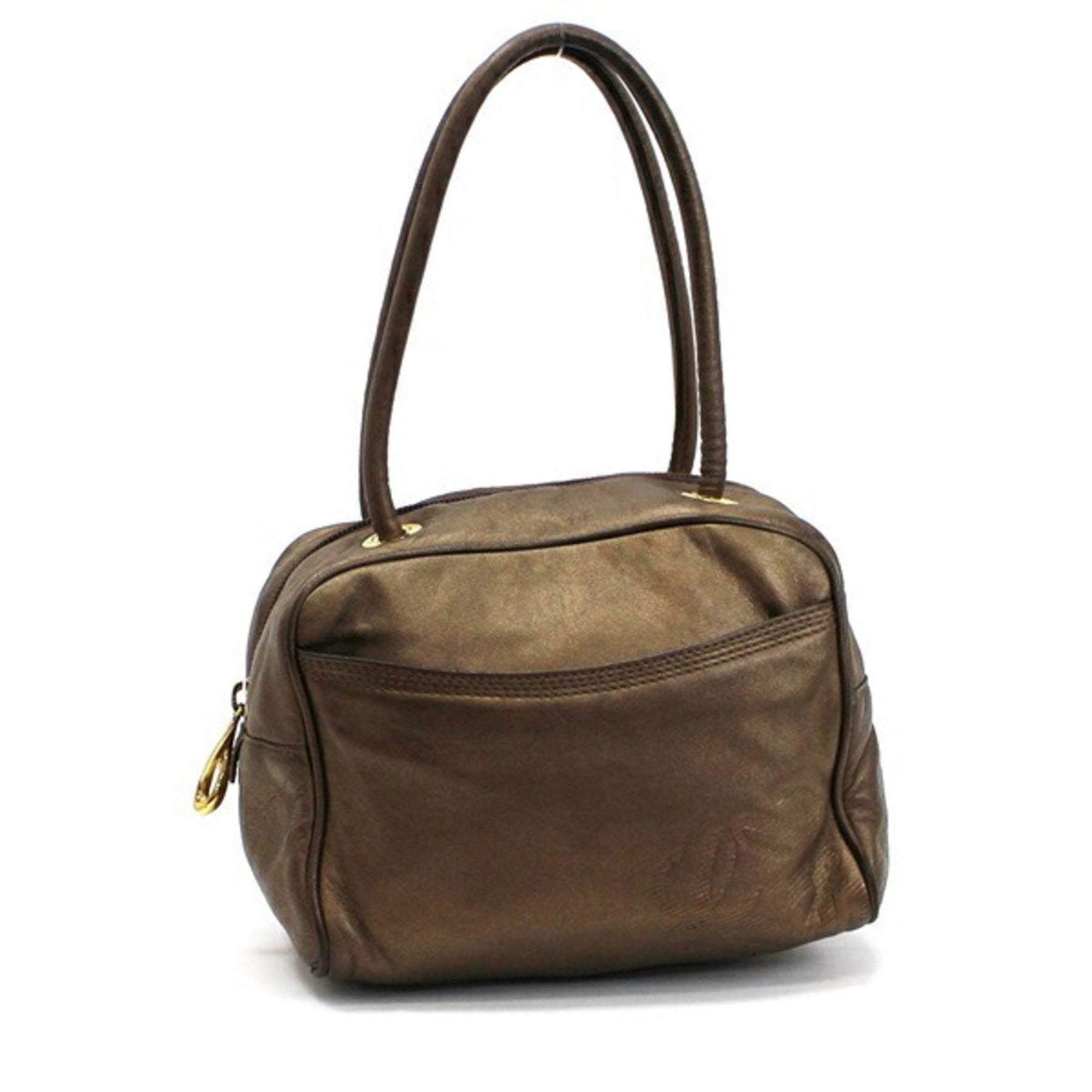 Loewe Anagram Handbag Leather Champagne Gold Ladies