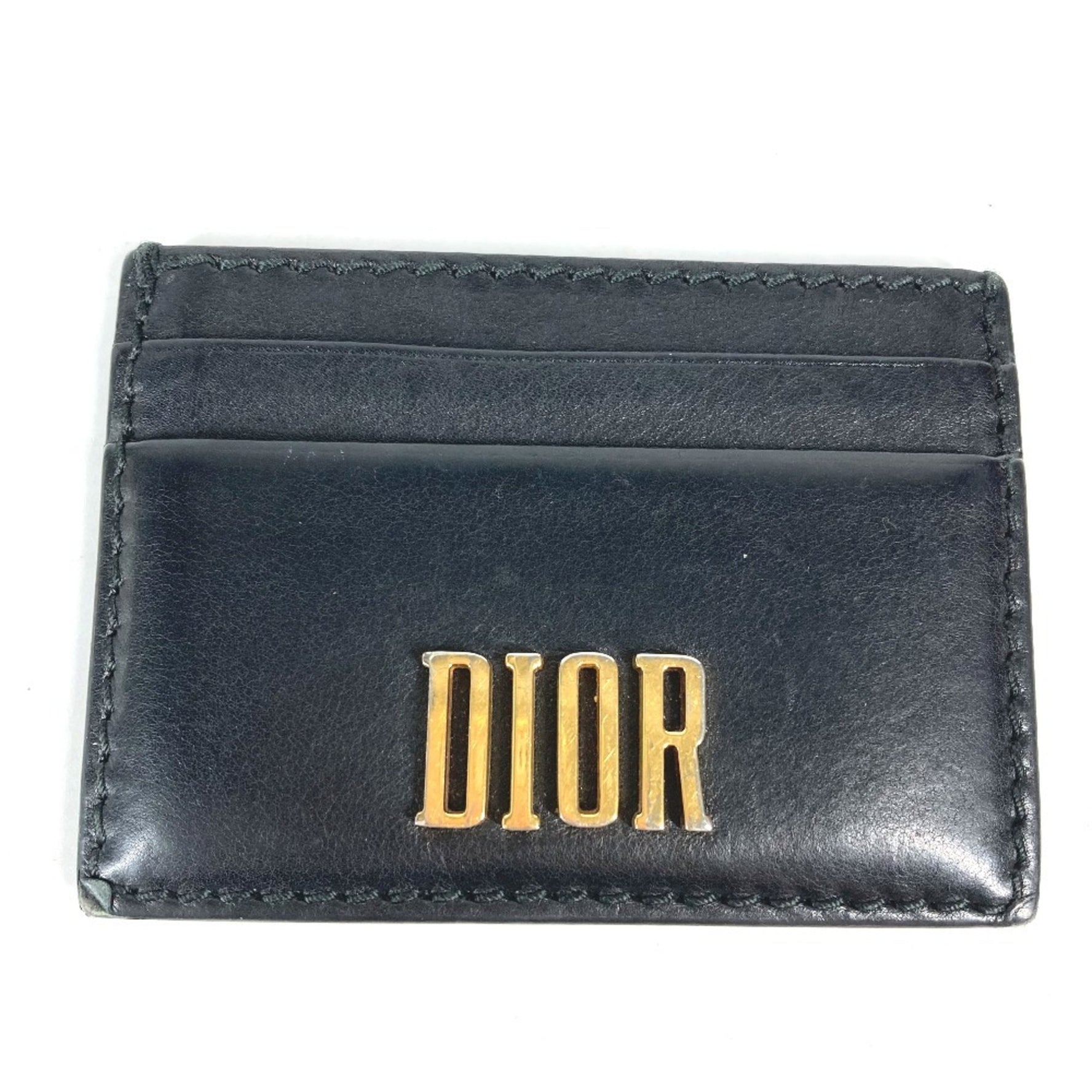 Christian Dior Dior Pass Case, Logo, Business Card Holder, Leather, Unisex