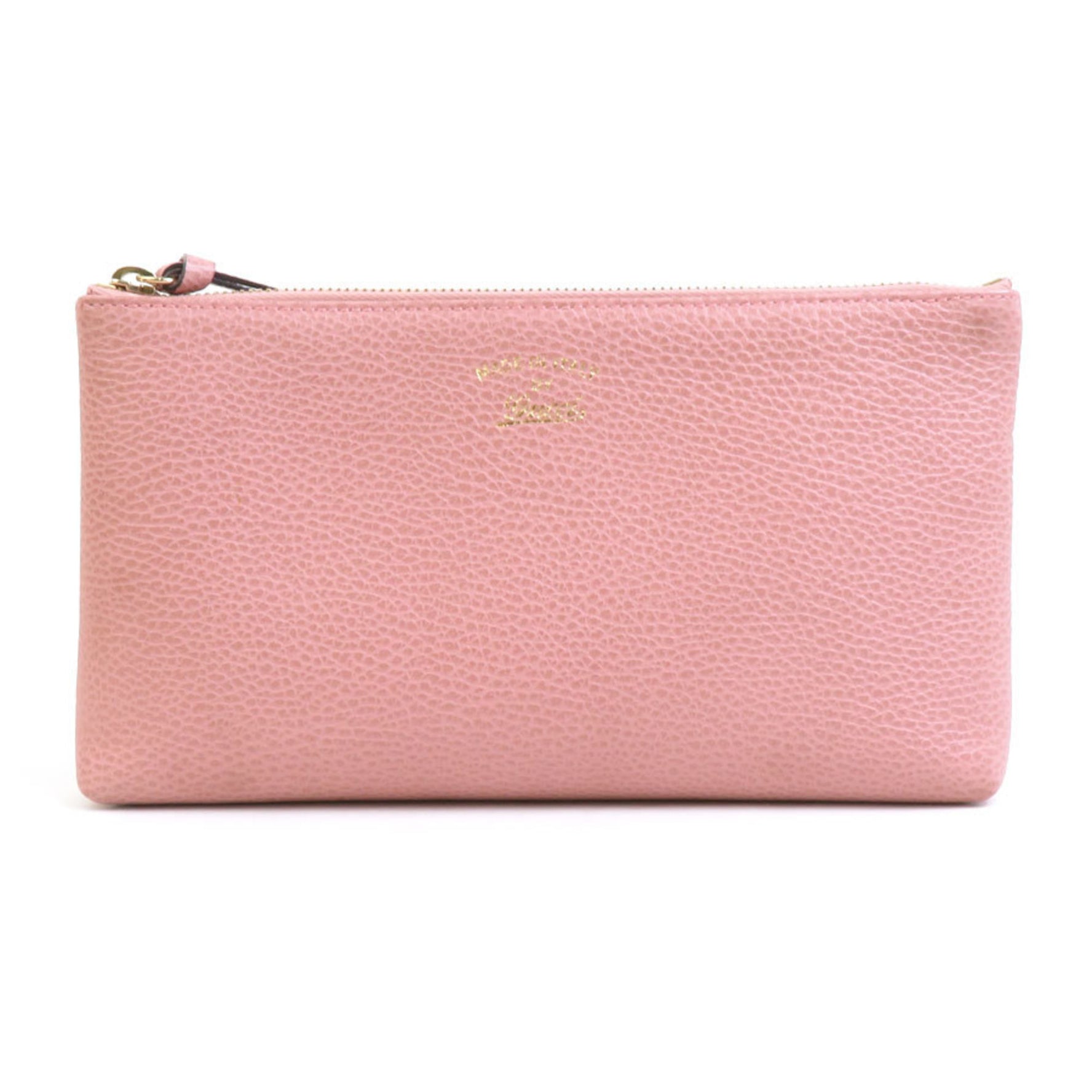 GUCCI Swing Leather Pouch Pink Beige