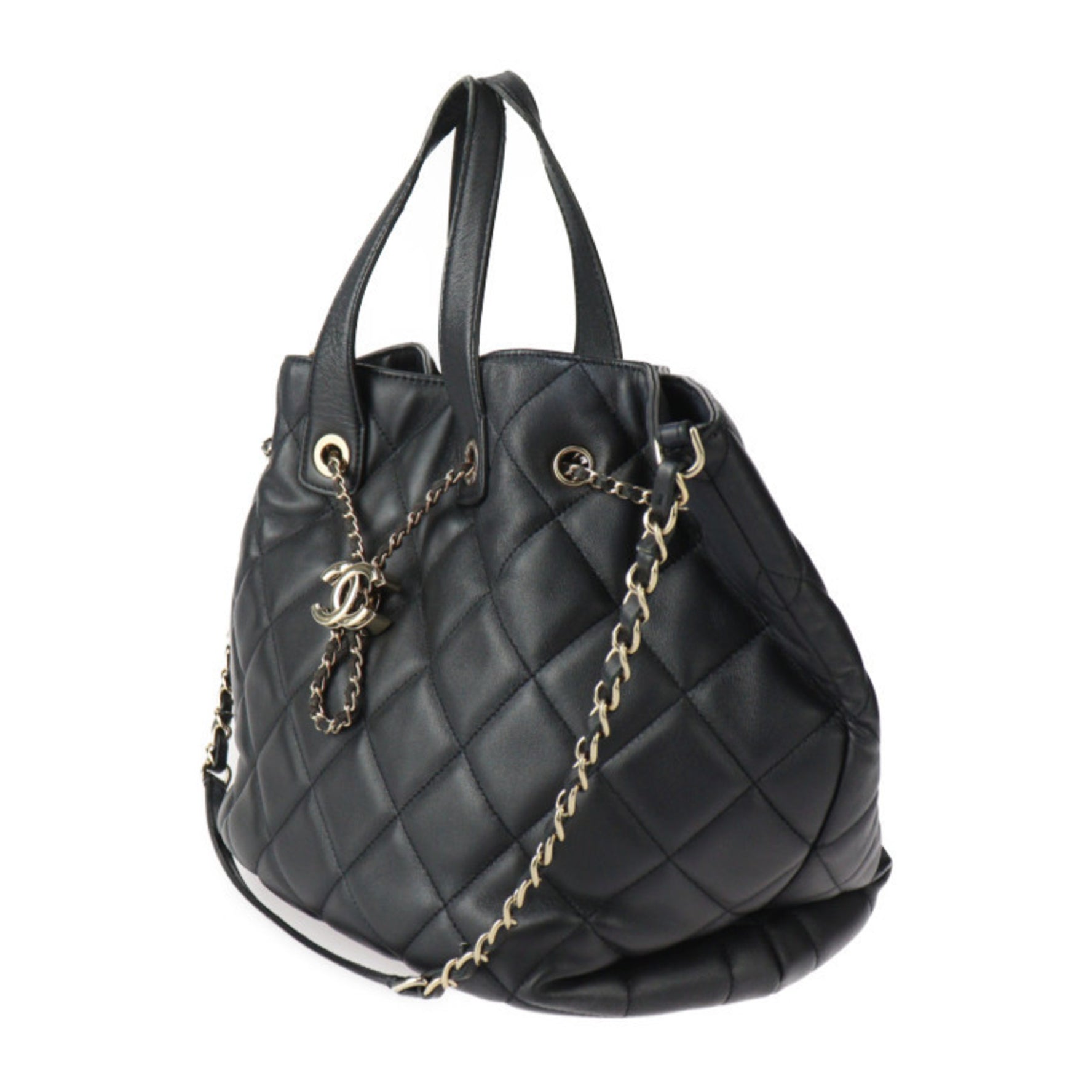 CHANEL Bag Matelasse Handbag - Lambskin Coco Mark Shoulder Tote Quilted Chain