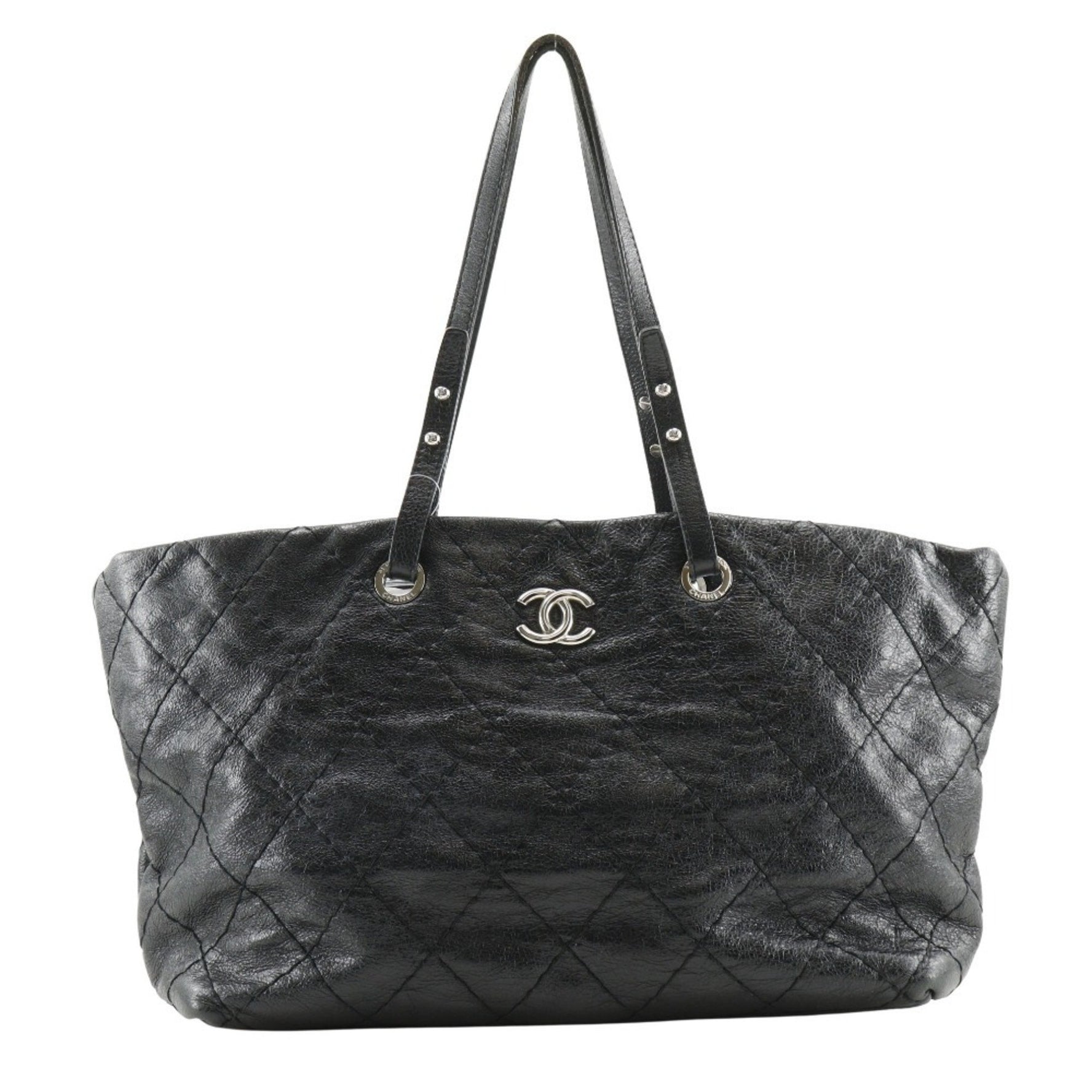 CHANEL On the Road Tote Bag Coco Mark 8019 Leather Load