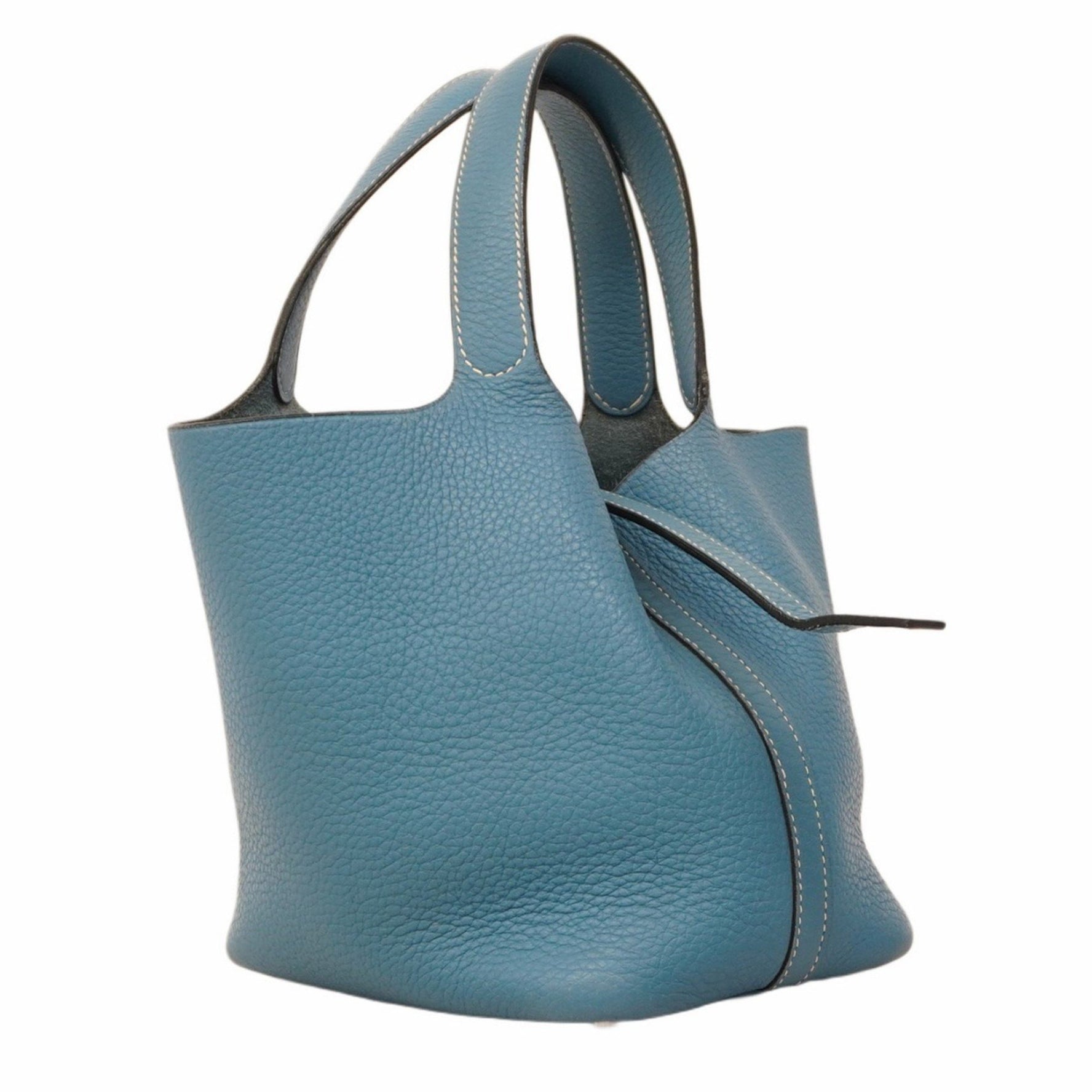Hermes Hermès Picotin PM Handbag in Taurillon Clemence Blue Jean with F Stamp