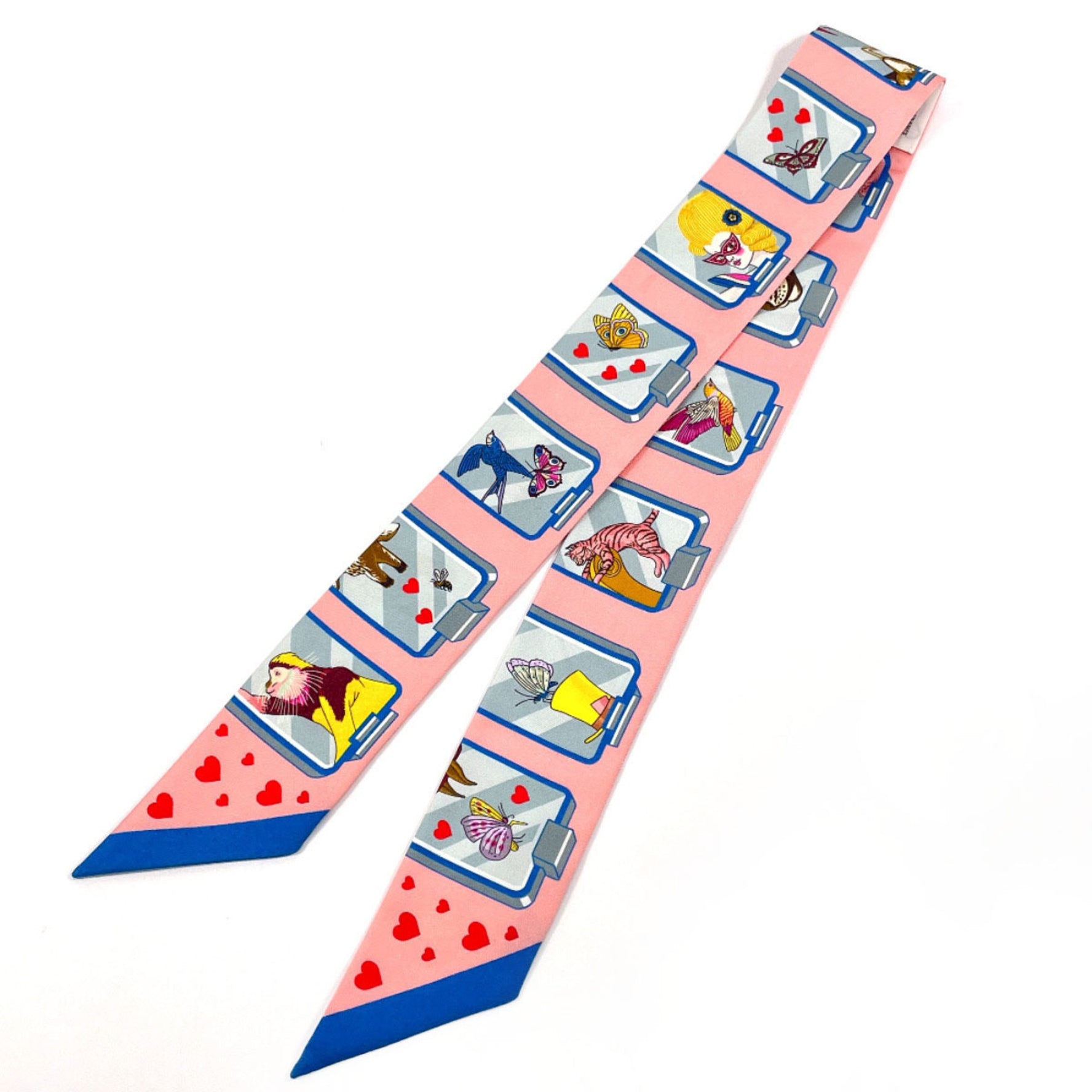 HERMES STORY Twilly Silk Pink