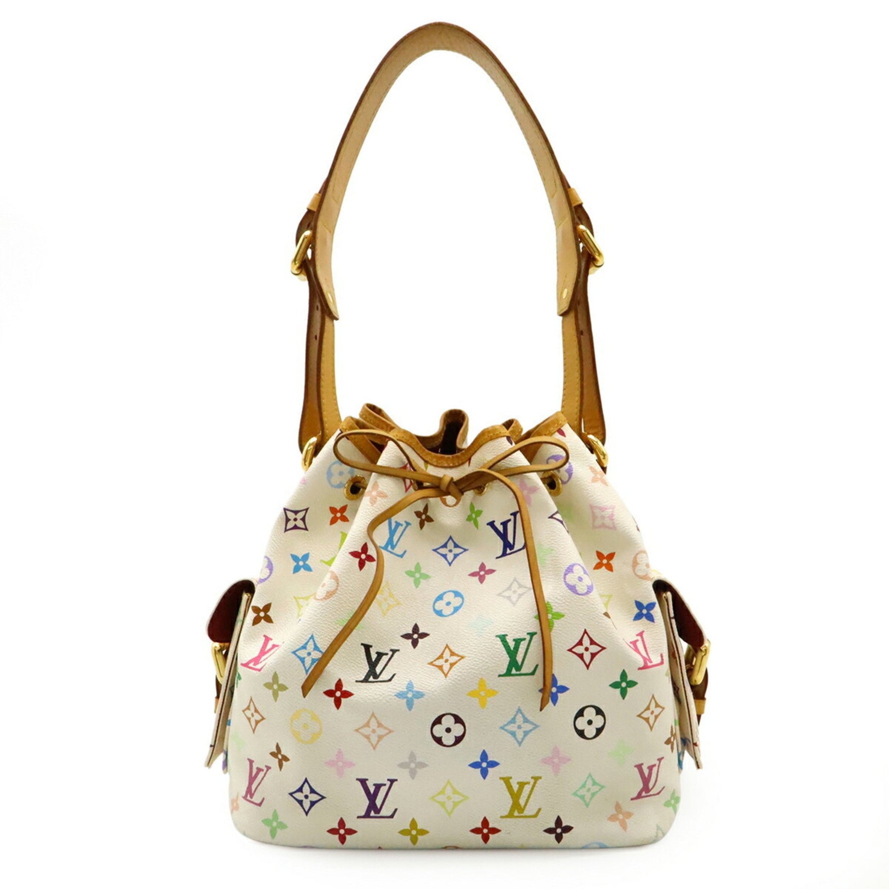 LOUIS VUITTON Monogram Multicolore Petit Noe Shoulder Bag in Blanc White