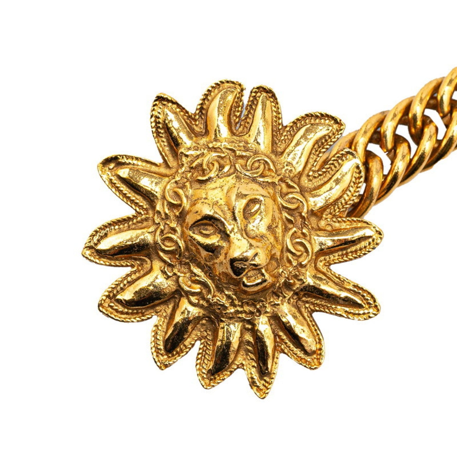 Chanel Coco Mark Lion Sun Motif Belt Plated