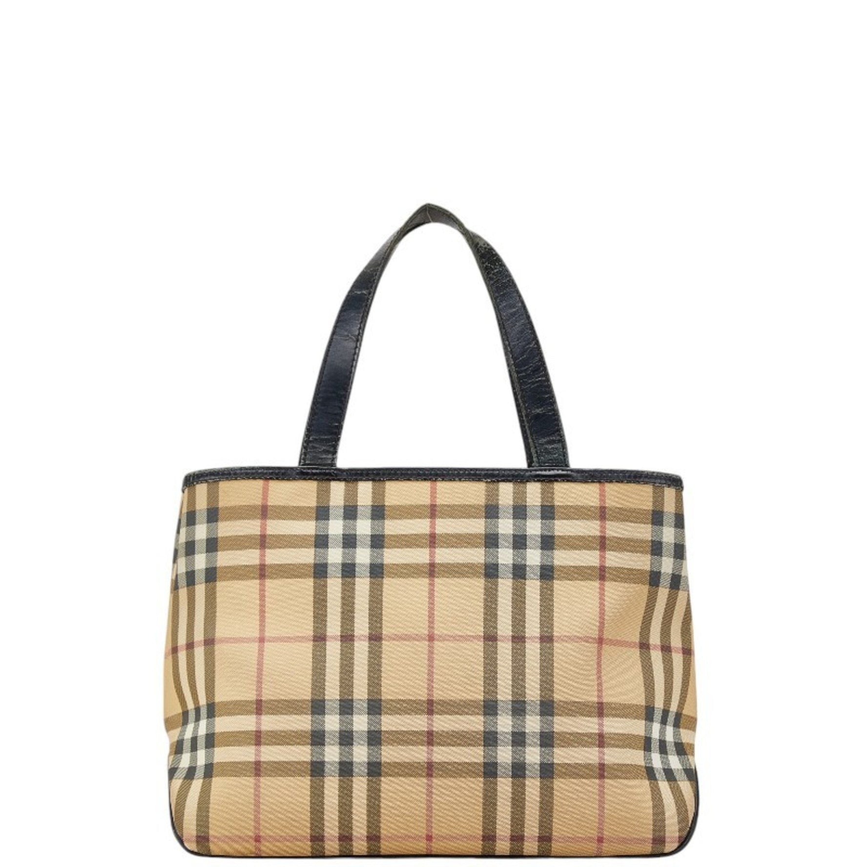 Burberry Nova Check Handbag Beige Black Canvas Leather