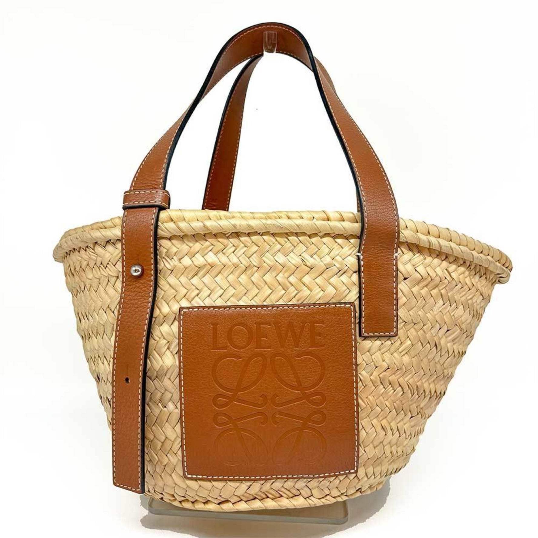 LOEWE Basket Bag Small Hand Brown Palm Leaf & Calfskin