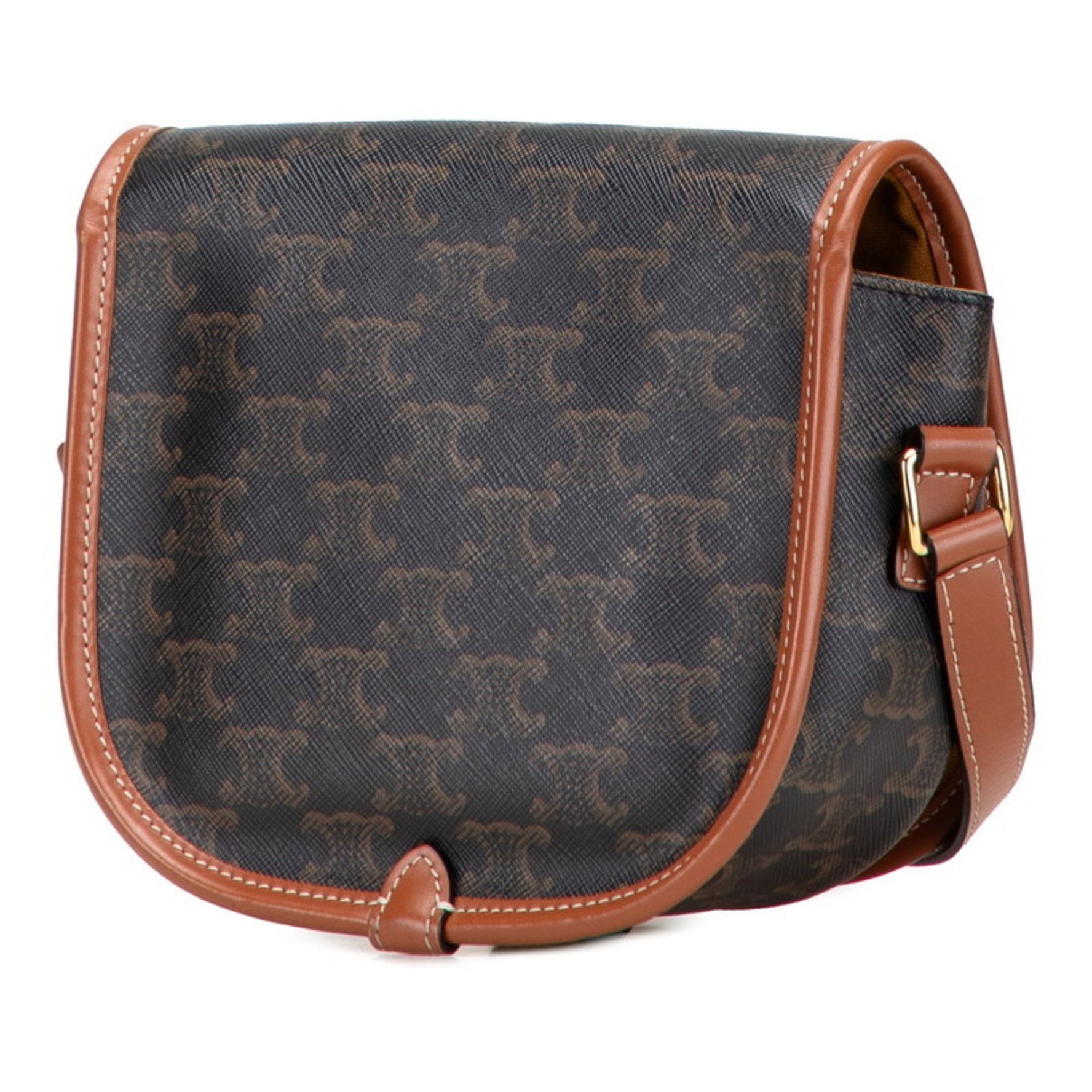 Celine Triomphe Crossbody Shoulder Bag in Black and Brown Leather