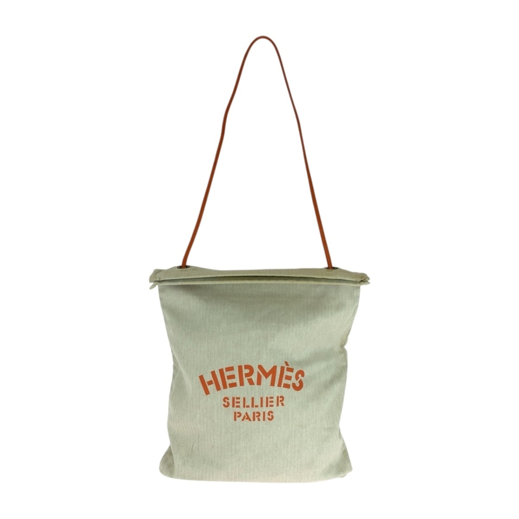 HERMES Aline GM White, Orange, Gold Hardware Canvas Toile Chevron Tote Bag Shoulder