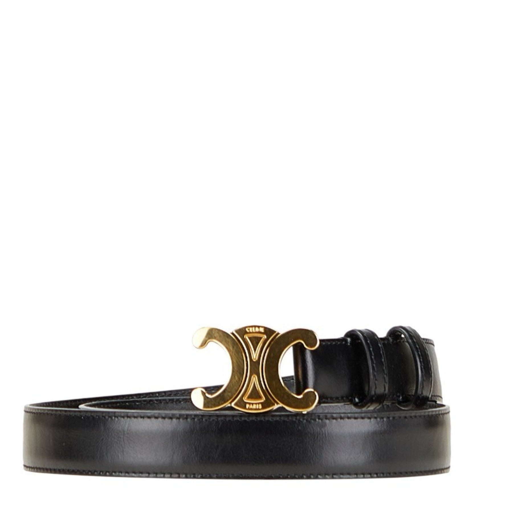 Celine Triomphe Belt, Size 80, and Gold Leather