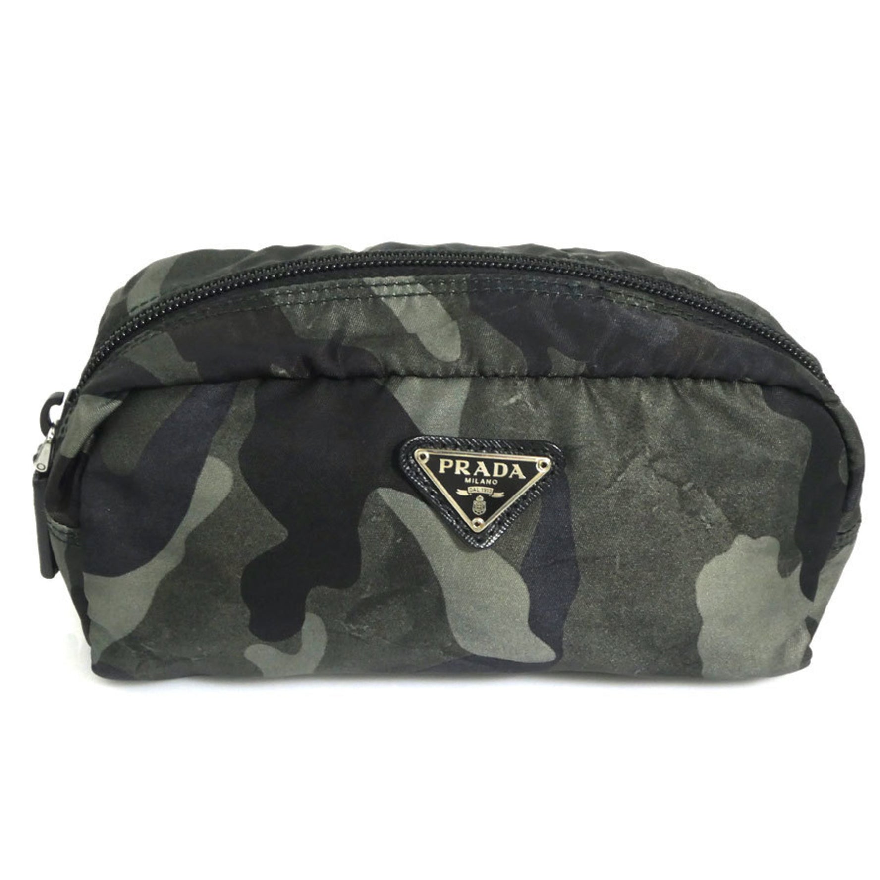 Prada Pouch Bag Nylon Khaki x Black Men's