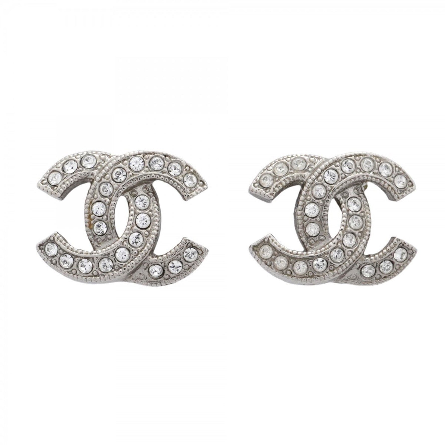 Chanel Coco Mark Metal Rhinestone Earrings