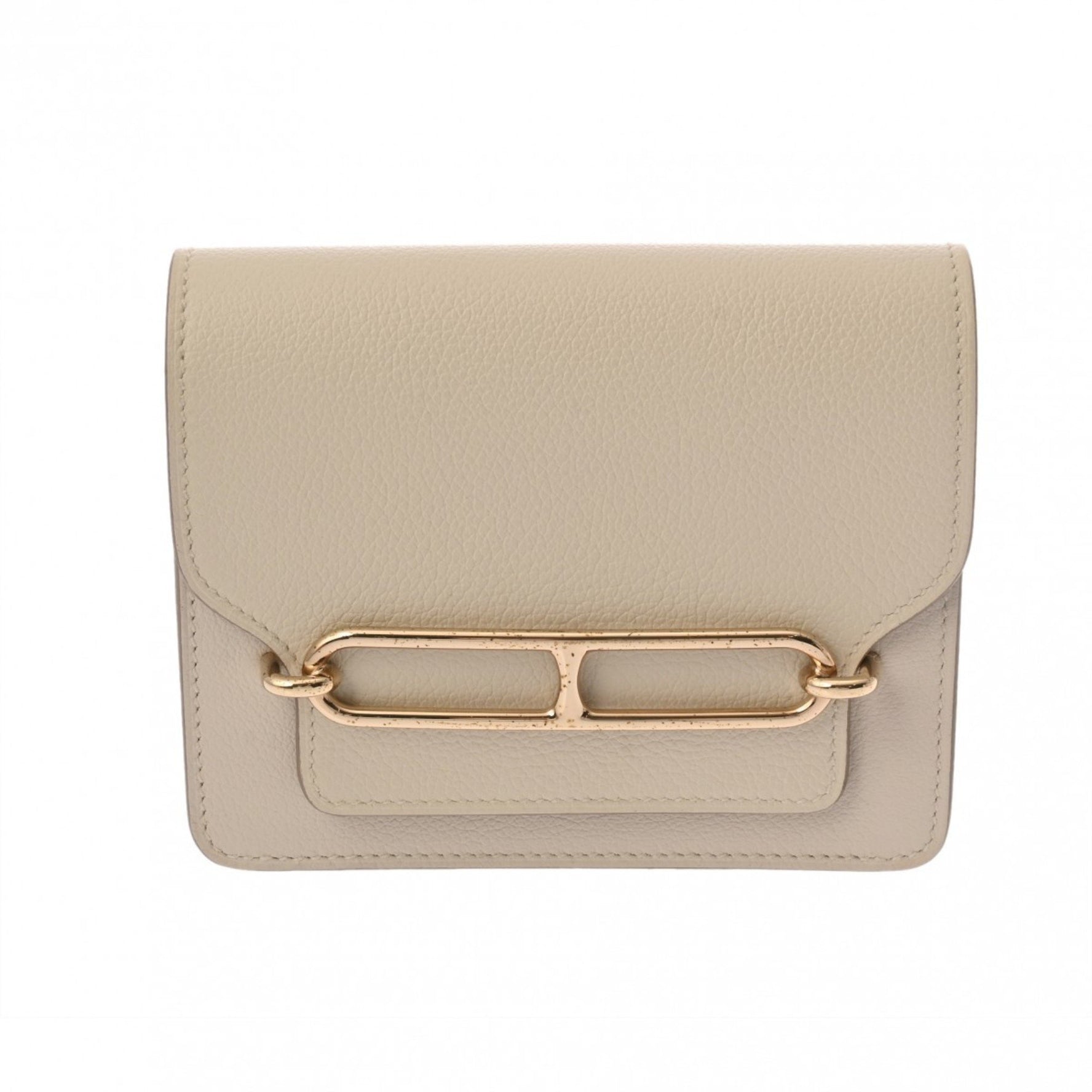 HERMES Lauris Slim Beton U Stamp (circa 2022) Evercolor Bifold Wallet, AB Rank, Pre-owned, Ginzo