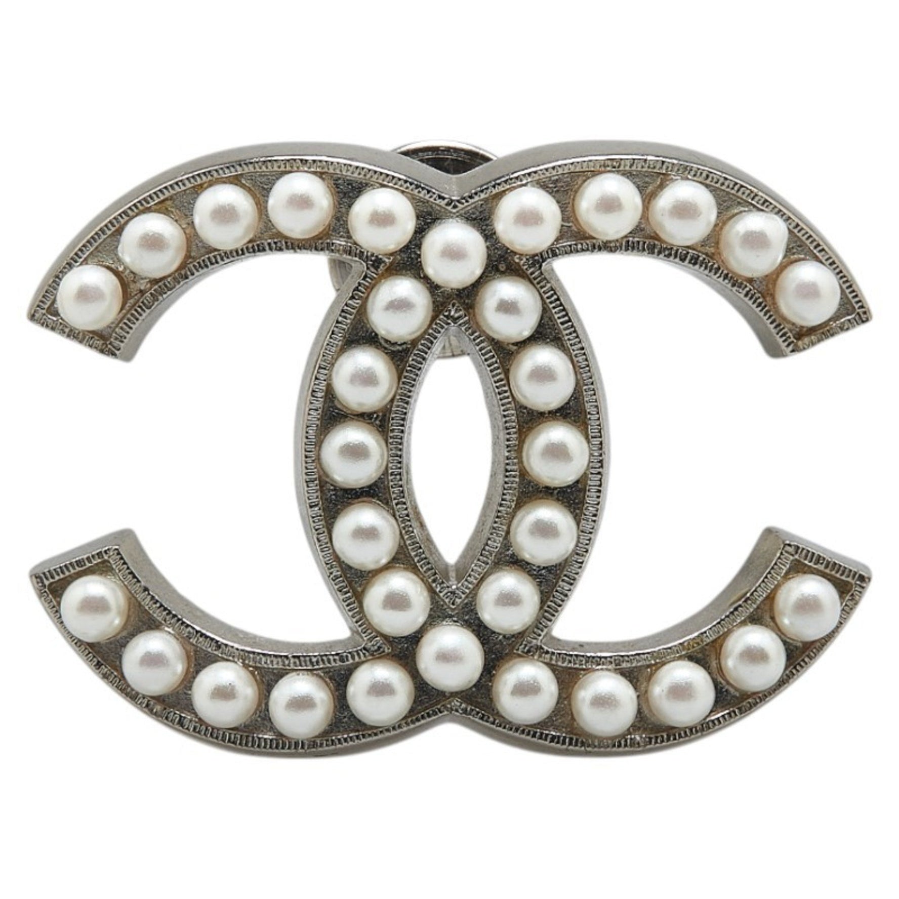 Chanel Coco Mark Pearl Brooch Metal